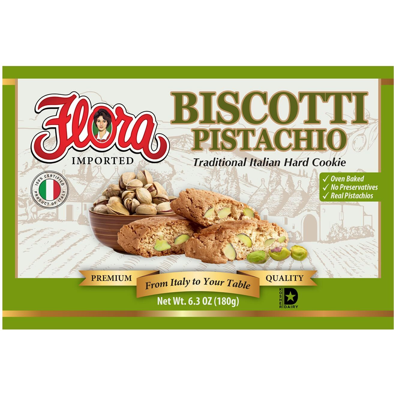 Biscotti By Flora Foods - 1 Box (Pistachio)