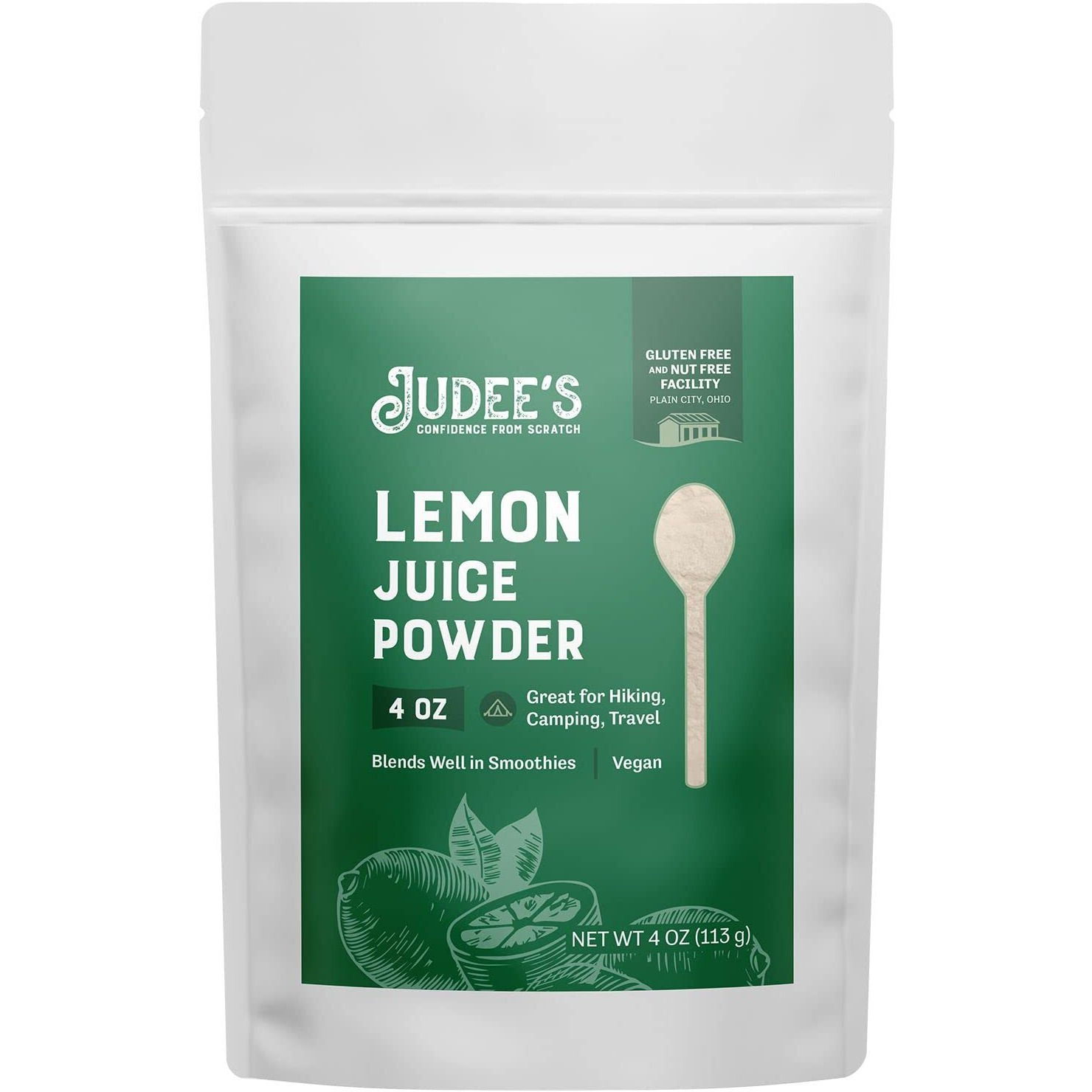 Judee's Lemon Juice Powder - 4 Oz - Delicious And 100% Gluten-Free - Great For Smoothies, Shakes, Mixed Drinks, Fruit Tarts, And Glazes - Fresh Lemon Flavor