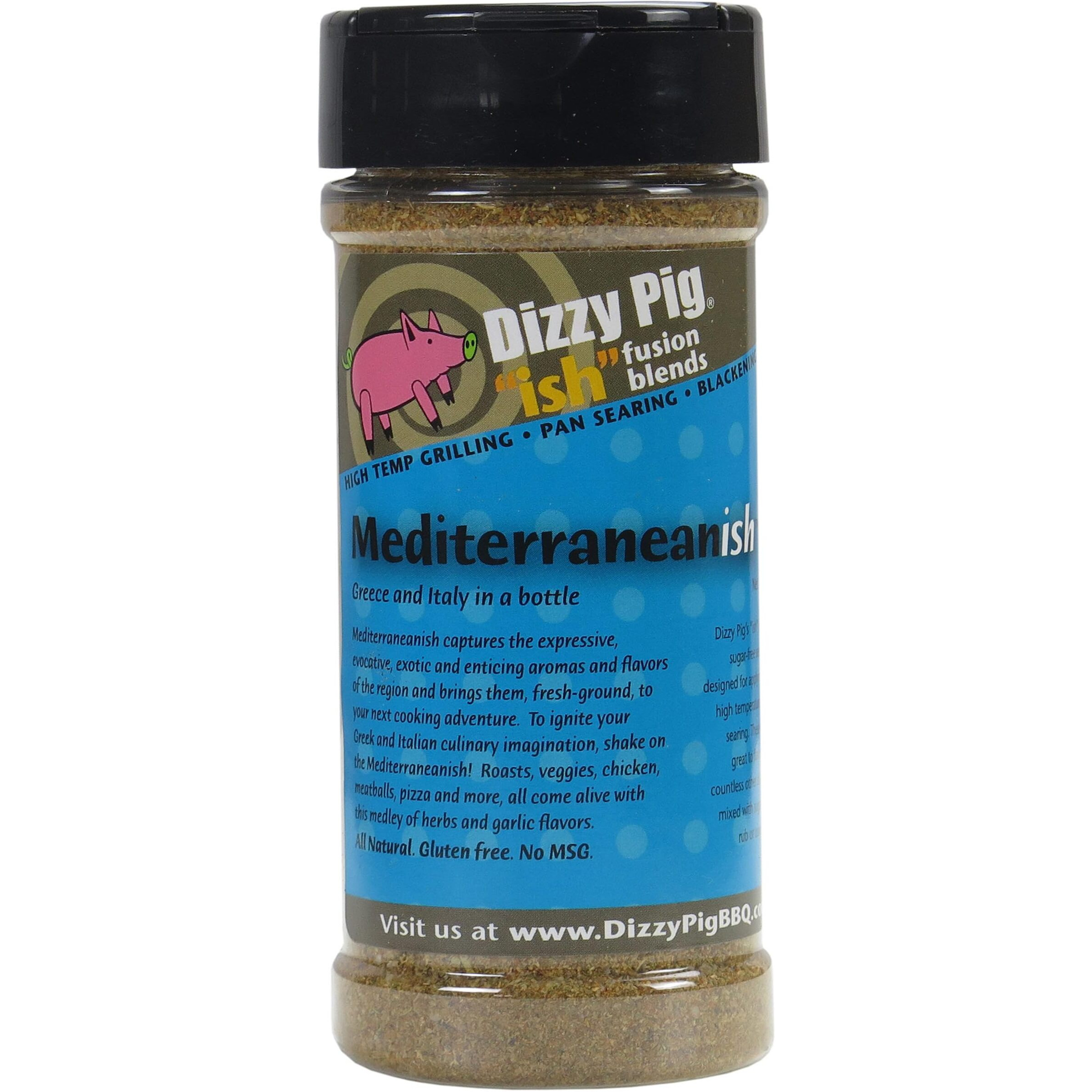 Dizzy Pig Ish Fusion Mediterranean-Ish Greek & Italian Seasoning (8Oz Shaker) - Seasons 30+Lbs Of Food - Hand Made In The Usa - Msg Free, Gluten Free