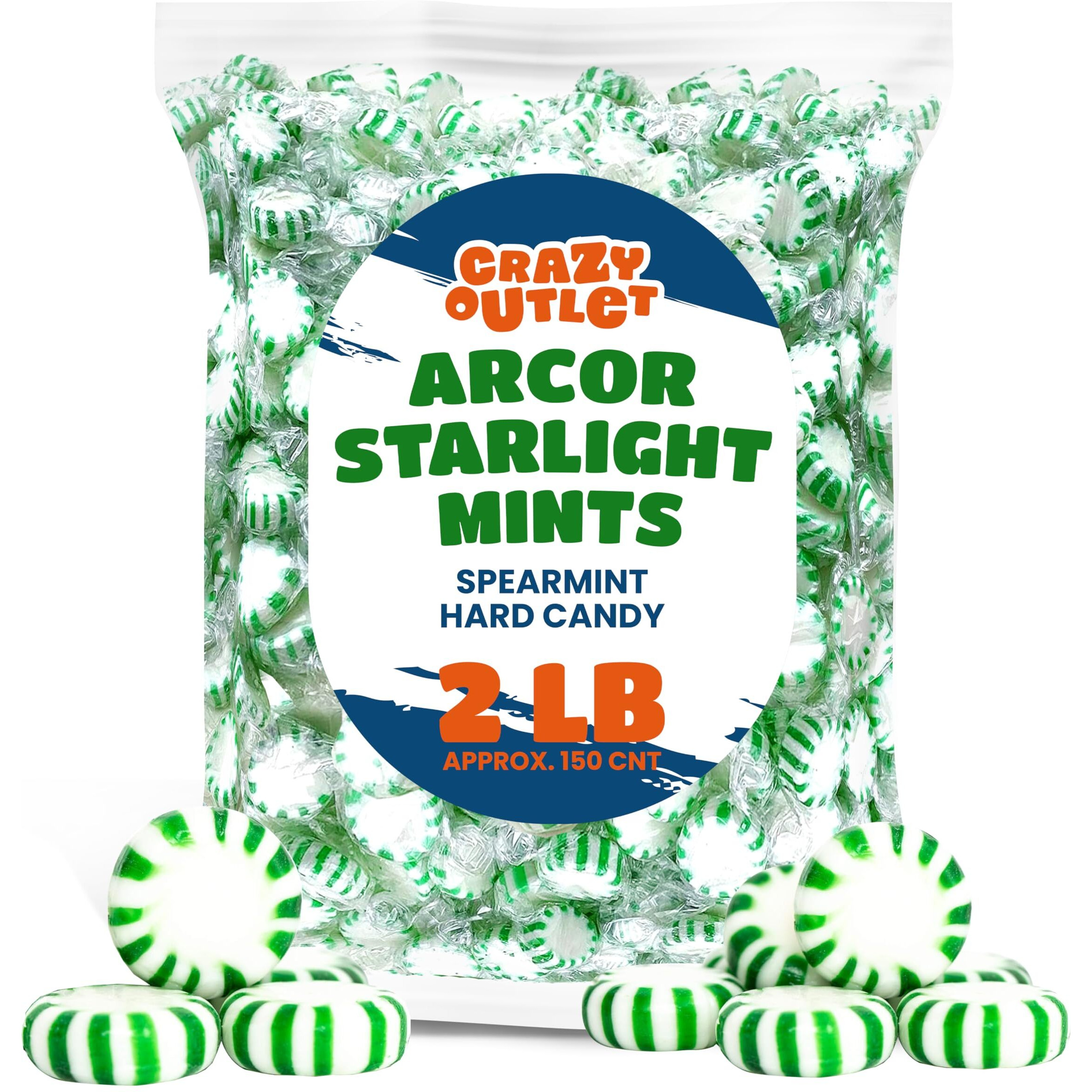 Arcor Starlight Mints Hard Candy Spearmint Flavor - Bulk Pack 2 Pounds (About 150 Count)