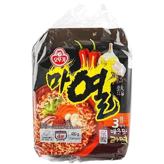 Ottogi Mayeul Ramen, 8 Pack Of Super Spicy Bold Garlic Flavor Korean Instant Noodle, Bold Savory Broth Soup (4.23Oz X 8)