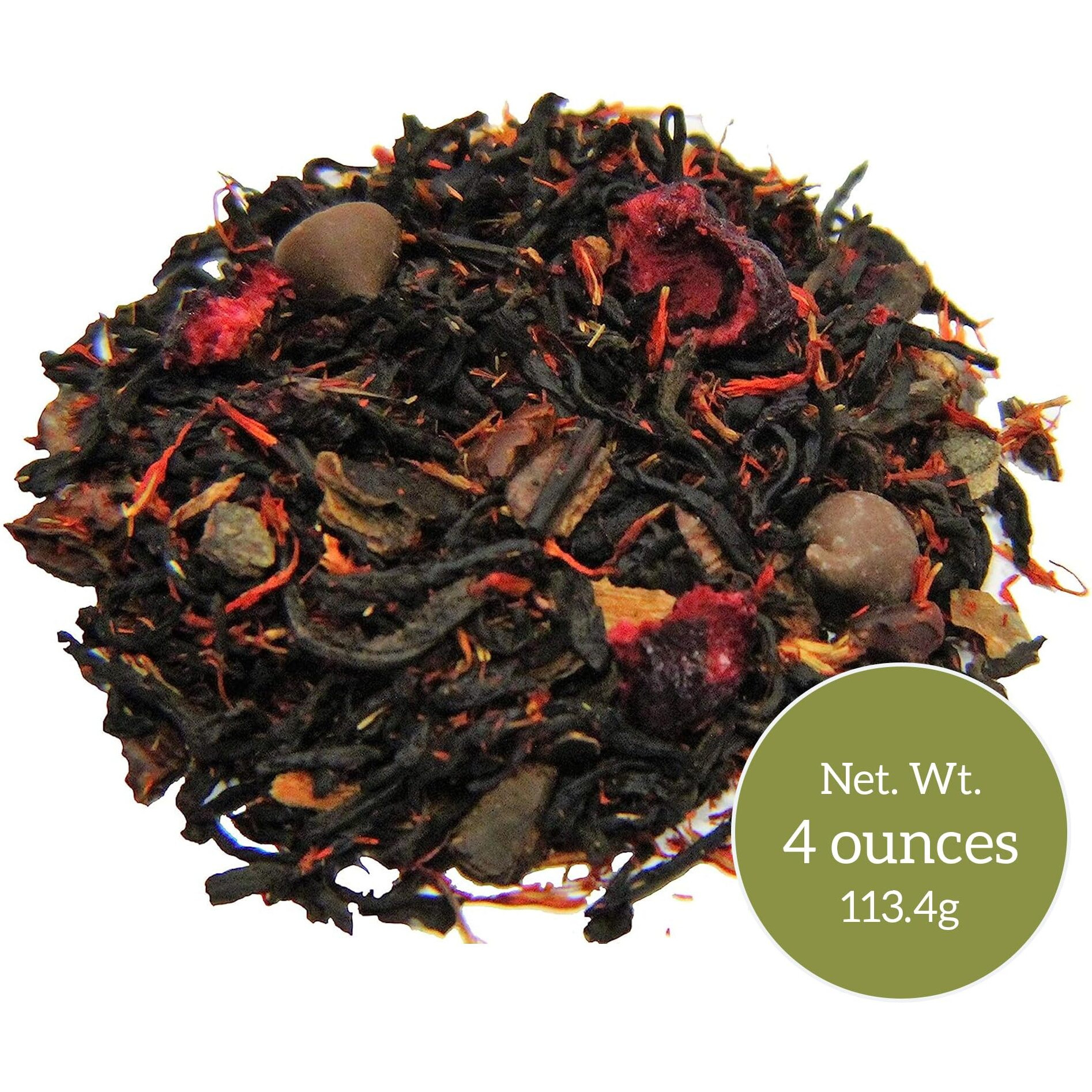 Nelson's Tea Dark Chocolate Cherry - Rich Blend Of Pu-Erh Black Tea, Chocolate Chips, Wild Cherry Bark, Dried Cherries Herbal Loose Leaf Tea - 4Oz