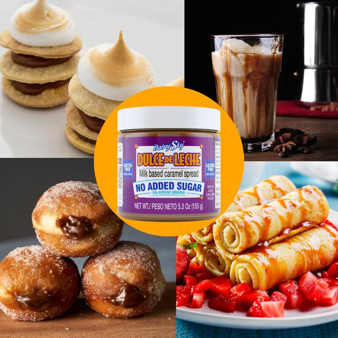 Dairysky Dulce De Leche Sin Azucar Aadida - 5.3 Oz | Gluten & Lactose Free, Milk Based Caramel Spread Caramel Dips And Spreads For Ice Cream, Desserts, Coffee, Pancakes & More