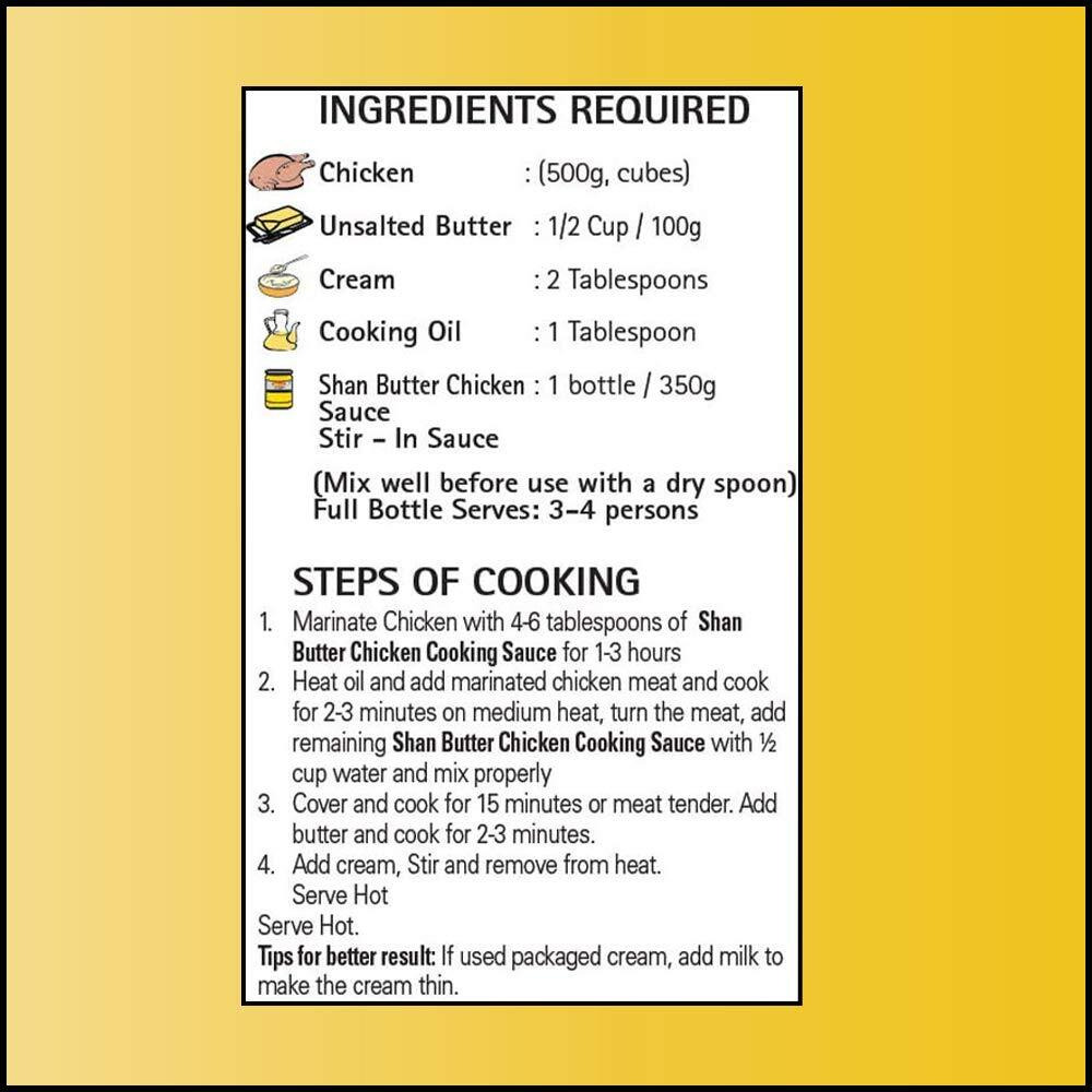 Shan - Butter Chicken Cooking Sauce 12.3Oz (350G) - Rich And Creamy Tomato - Butter Simmer Sauce - Easy To Cook - Suitable For Vegetarians