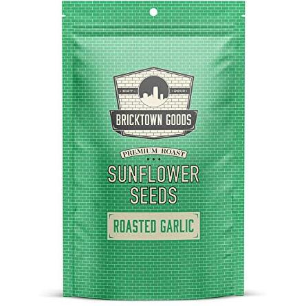 Bricktown Goods Roasted Garlic Flavored Sunflower Seeds - Boldly Seasoned And Roasted In-Shell Sunflower Seeds - 8 Oz Total