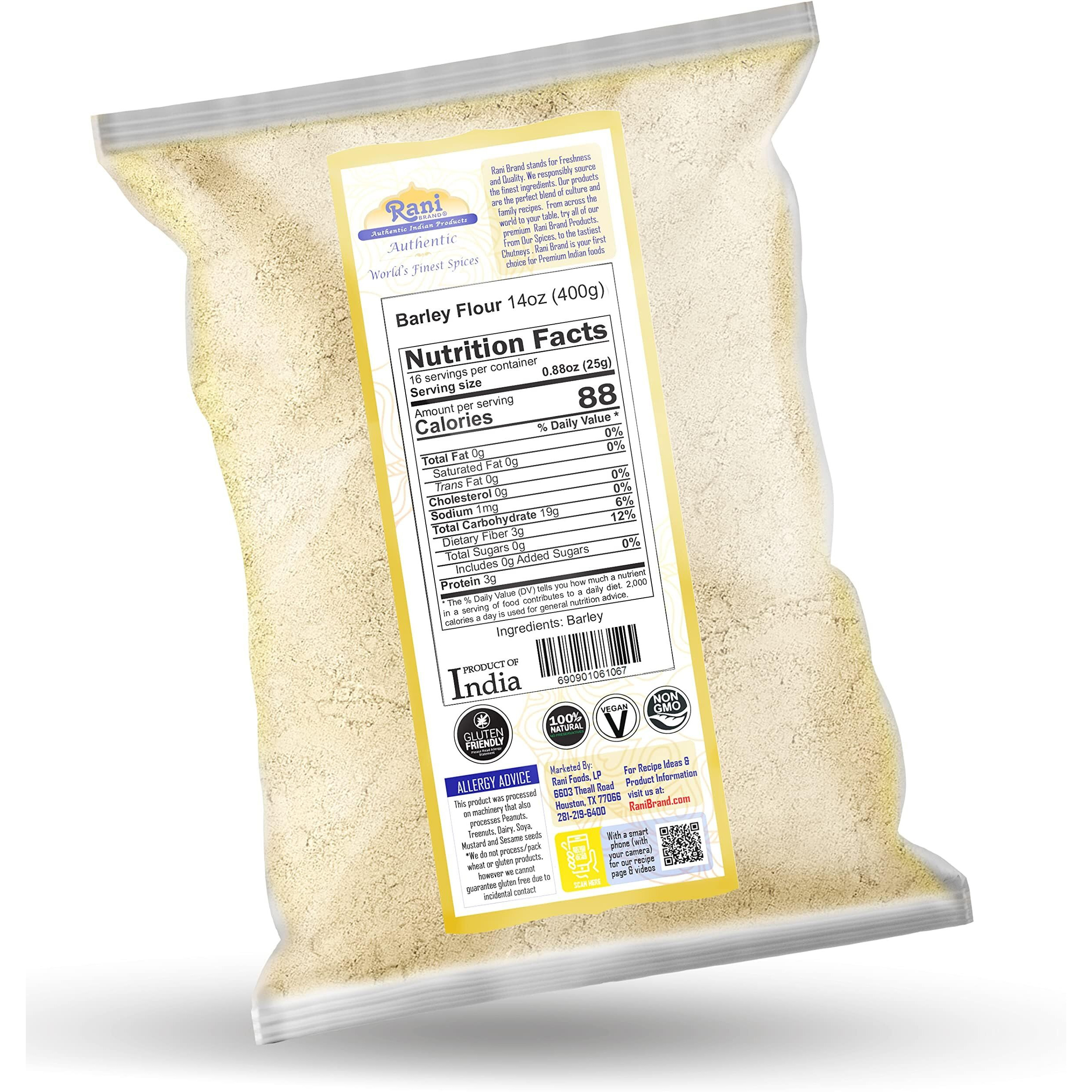 Rani Barley (Jav) Flour 14Oz (400G) ~ All Natural | Gluten Friendy | Stone Ground | Vegan | Non-Gmo | Kosher | Indian Origin