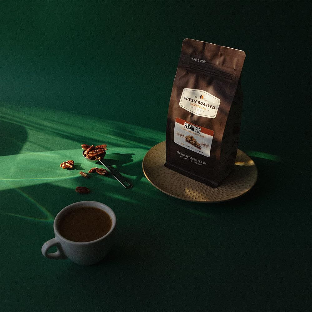 Fresh Roasted Coffee, Pecan Pie Flavored Coffee, 12 Oz, Medium Roast, Kosher, Whole Bean