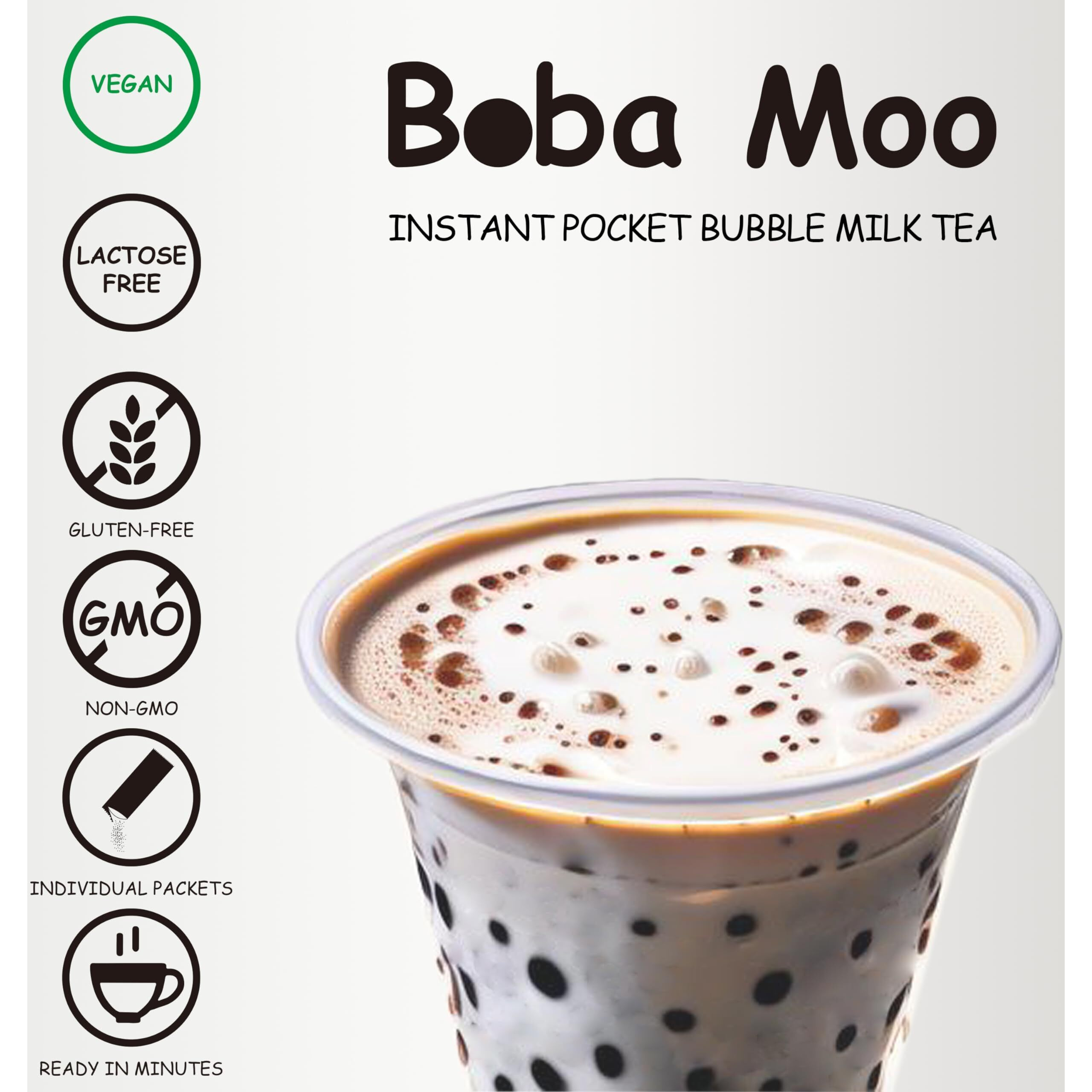 Boba Moo Mini Premium Boba Tea Kit With Classic Milk Tea Flavor - Only 10,000 Kits Yearly, Small Batch Bubble Tea Kit With Exceptional Taste & Chewiness, Vegan, Lactose-Free, 3 Servings