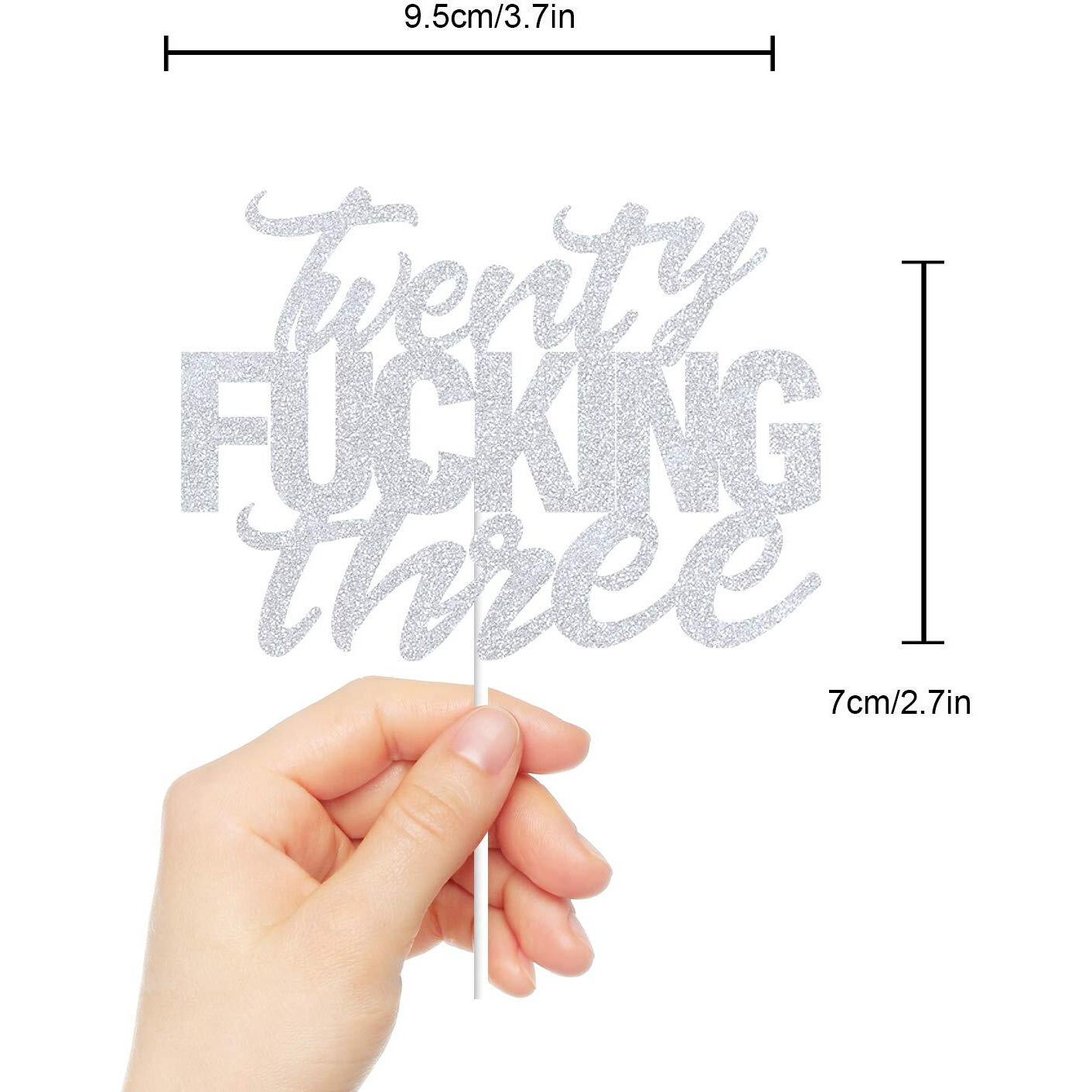 Twenty Three Silver Glitter Cake Toppers 23 Years Old 23Rd Birthday Anniversary Party Decorations Supplies