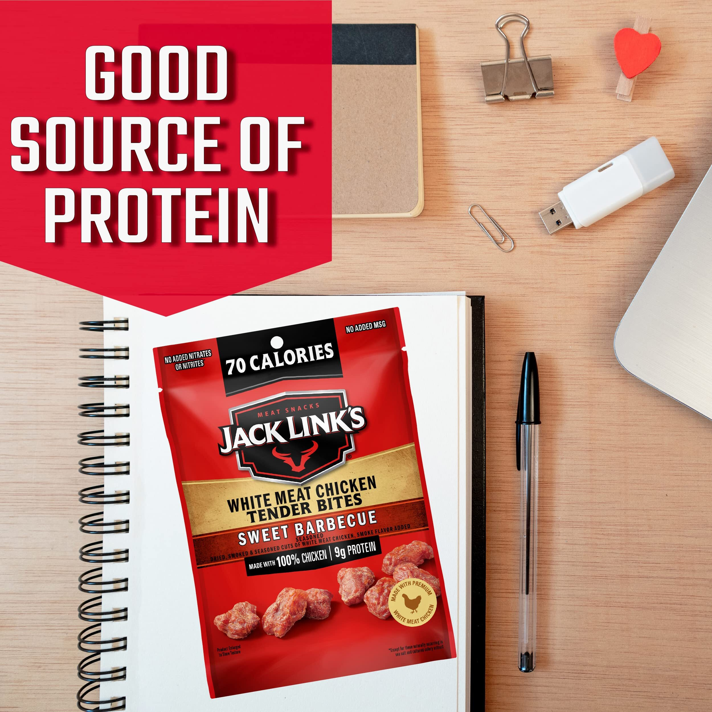 Jack Link's Chicken Tender Bites, Sweet Bbq, Bulk Pack - Flavorful Meat Snack For School, 9G Protein And 70 Calories, Made With 100% Chicken, 1Oz (Pack Of 48)