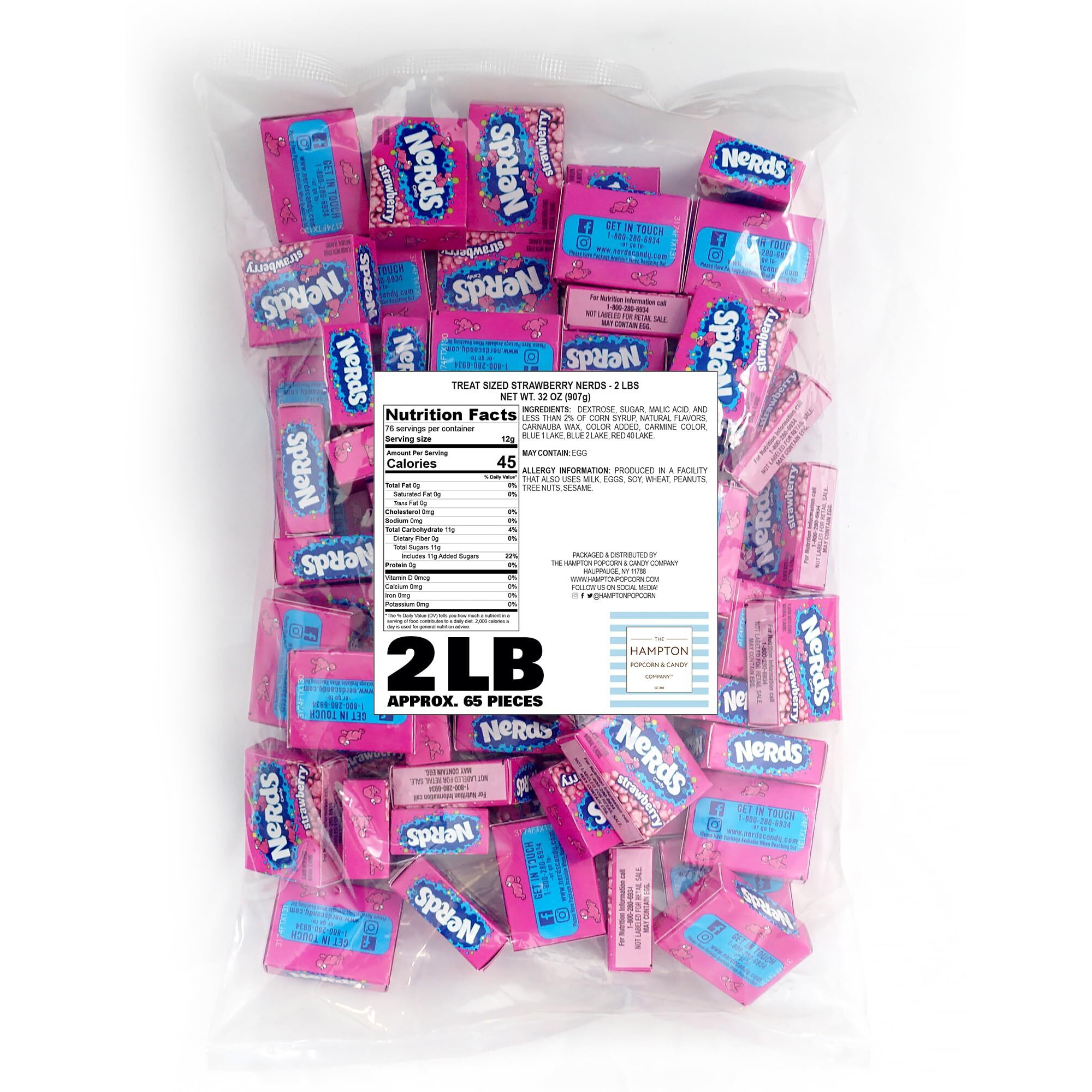 Strawberry Box Candy, 2Lb Bulk Bag (Approx 65 Treat Size Boxes), Strawberry Flavor, Pink Candy