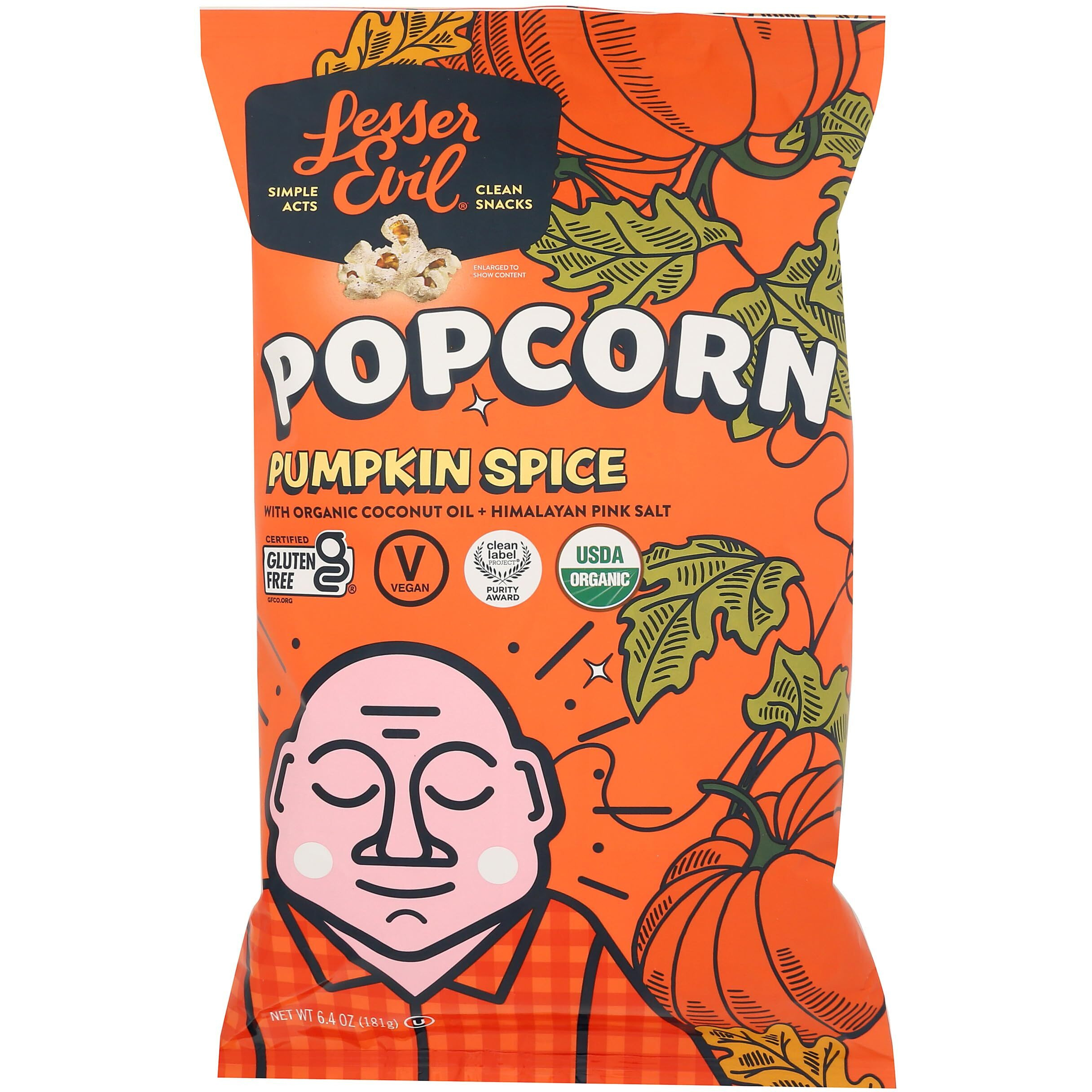 Lesserevil Organic Pumpkin Spice Popcorn, 6.4 Oz