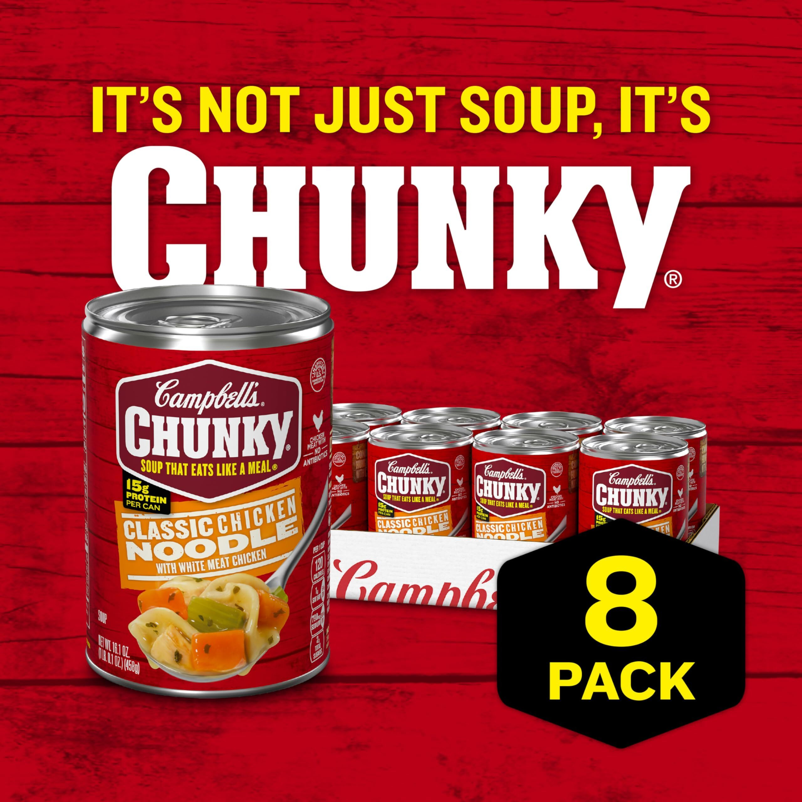 Campbells Chunky Soup, Classic Chicken Noodle Soup, 16.1 Oz Can (Case Of 8)