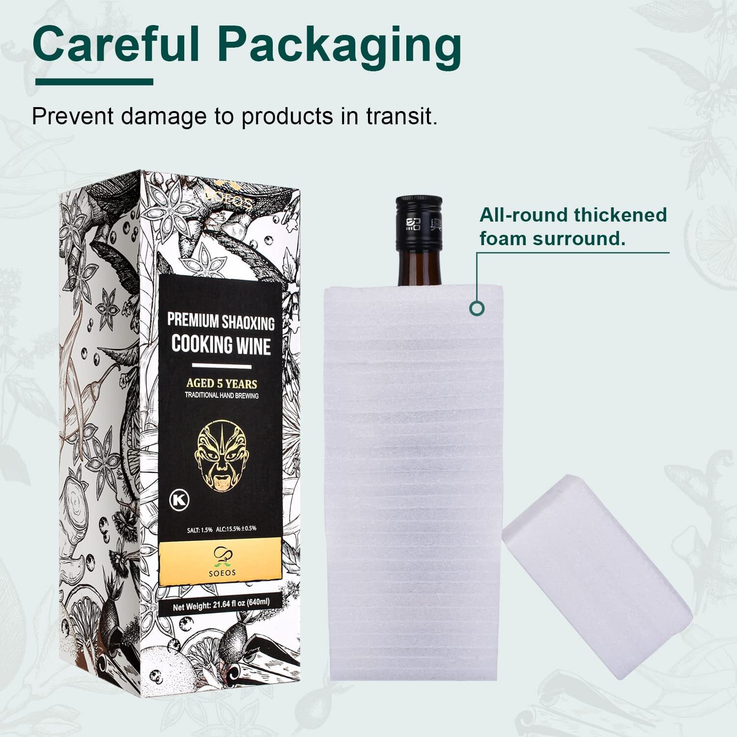 Soeos Shaoxing Wine,Shaoxing Rice Wine,Chinese Cooking Wine,Rice Cooking Wine,Shaoxing Wine Chinese Cooking Wine,Shaohsing Wine,Shao Hsing Rice Wine,21.64 Fl Oz,2 Packs,Premium 5 Yrsaged Cooking Wine