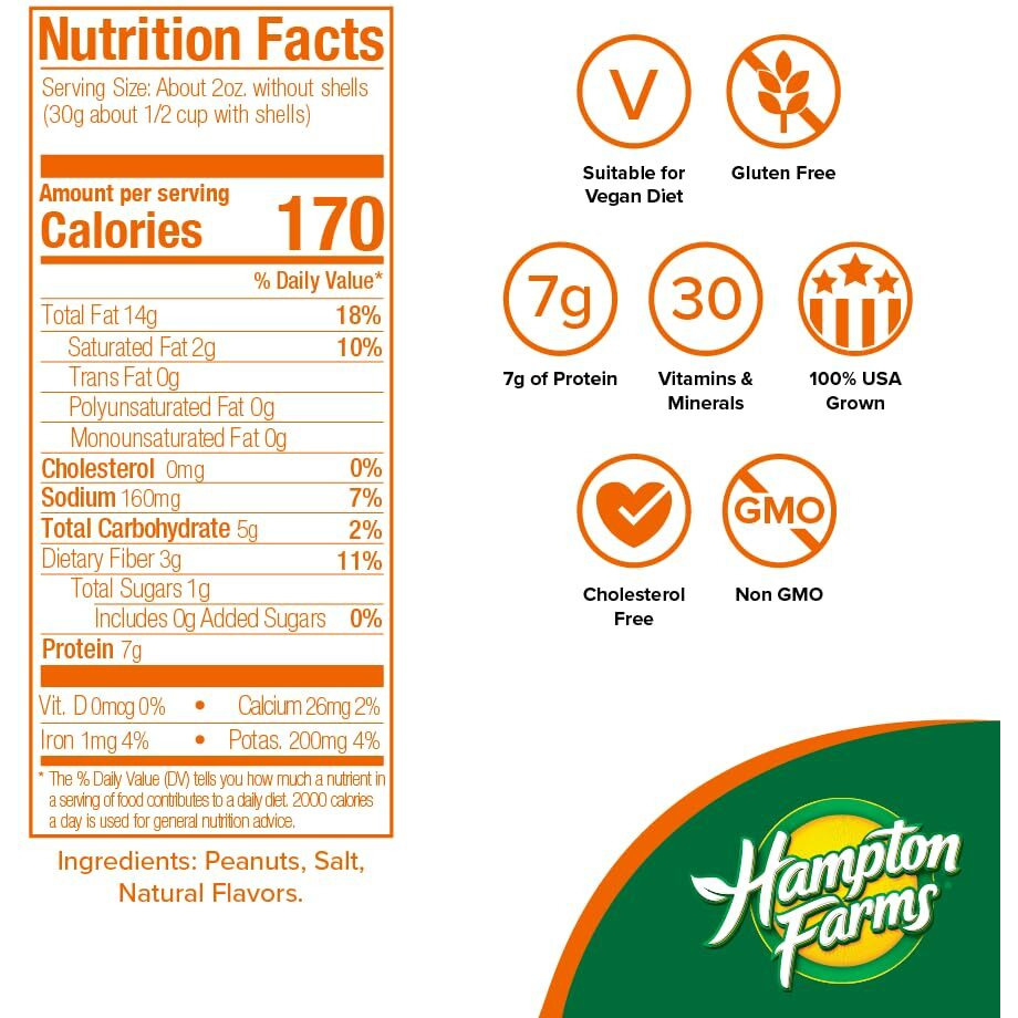 Hampton Farms - Usa Grown All-Natural - Fancy Roasted In-Shell Cajun Peanuts - 10 Oz. Bags - 4 Pack