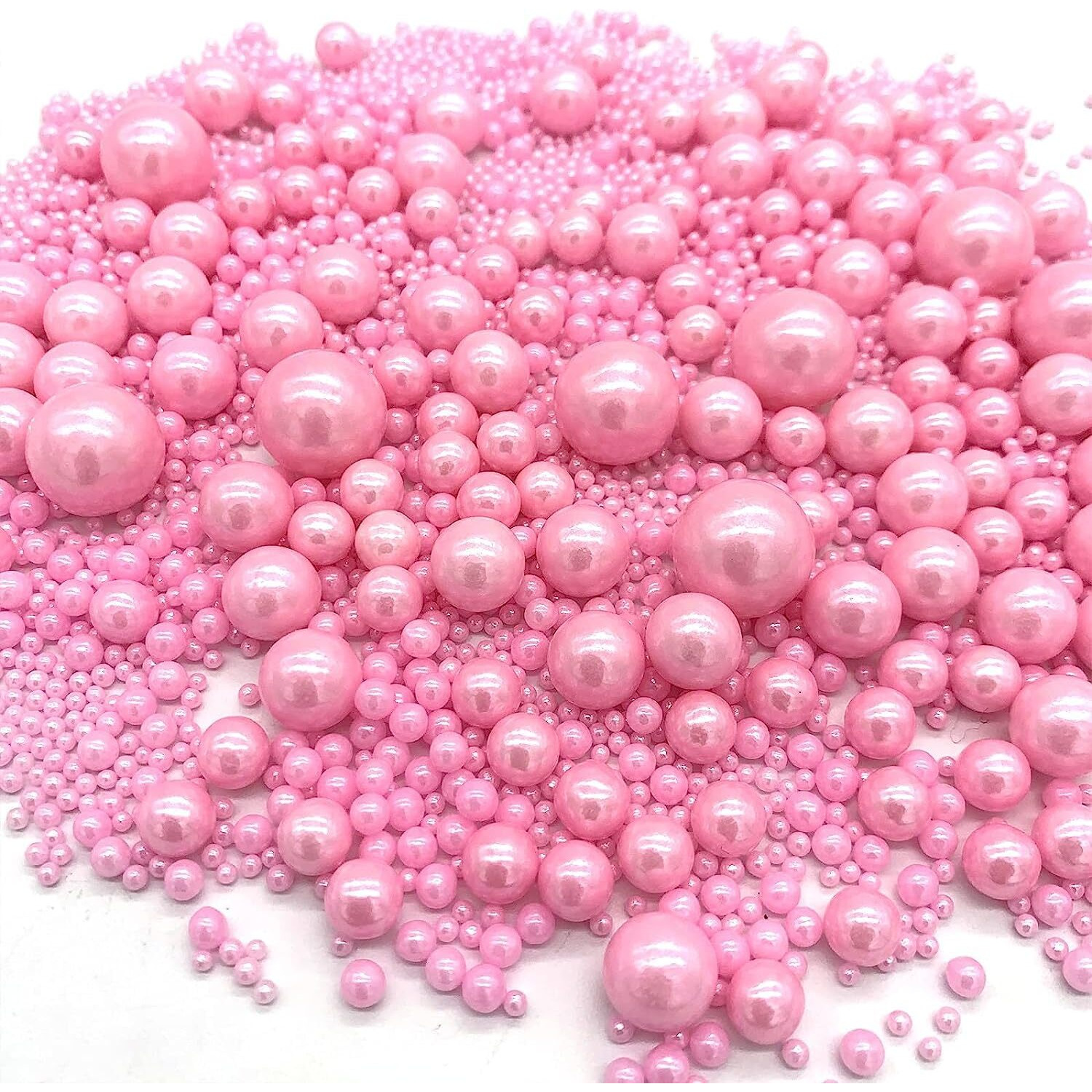 Weraru Edible Pink Pearl Sugar Sprinkles Candy Mixing Size Baking Edible Cake Decorations Cupcake Toppers Cookie Decorating Celebrations Wedding Shower Party Chirstmas Supplies 130G/ 4.5Oz