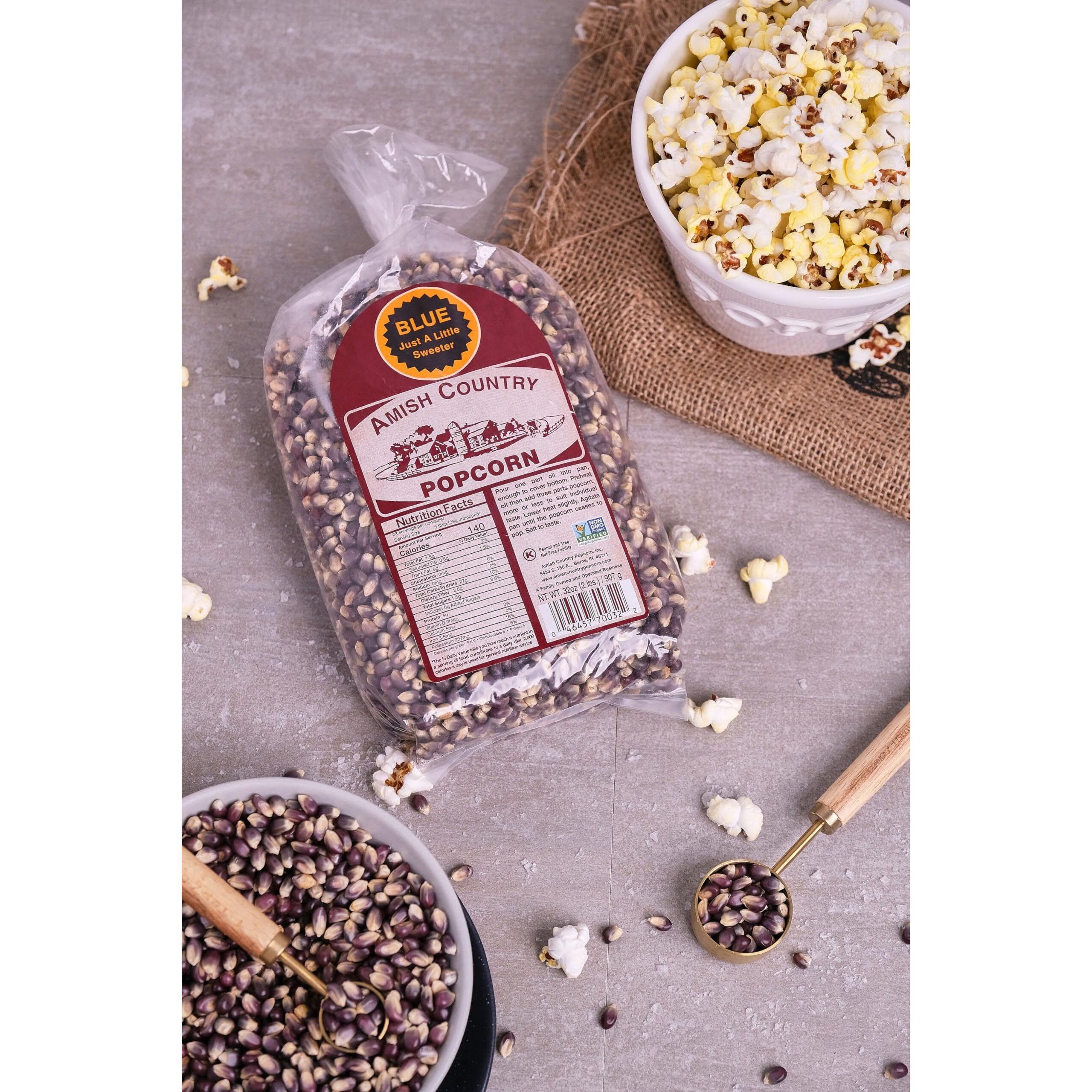 Amish Country Popcorn | 2 Lbs Bag | Blue Popcorn Kernels | Old Fashioned, Non-Gmo And Gluten Free (Blue - 2 Lbs Bag)