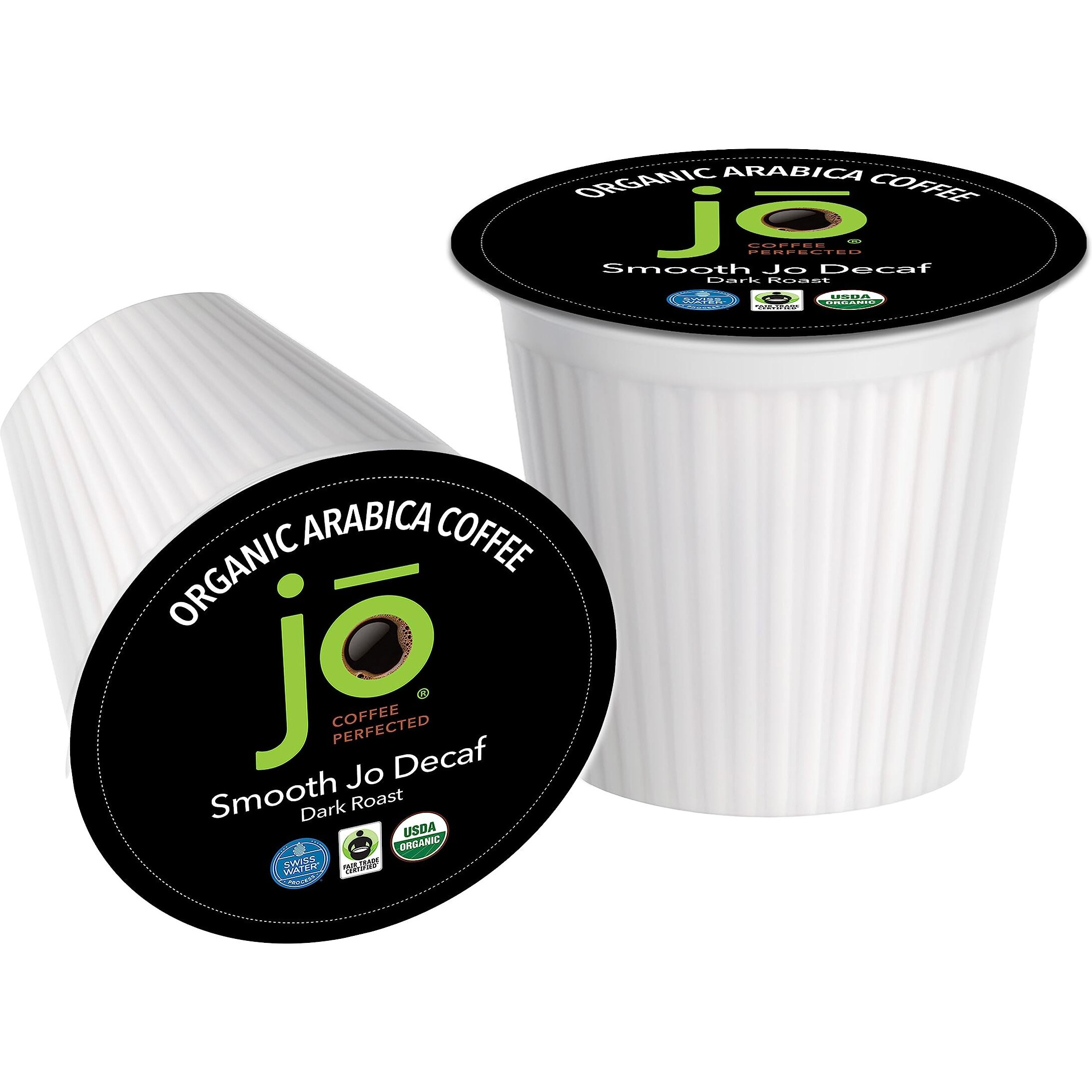 Smooth Jo Decaf 96 Cups, Organic Dark French Roast, Swiss Water Process Coffee For Keurig K-Cup Compatible Brewers, Fresh Seal Cups, Rich Creamy, Fair Trade Certified, Kosher, Non-Gmo, Gluten Free