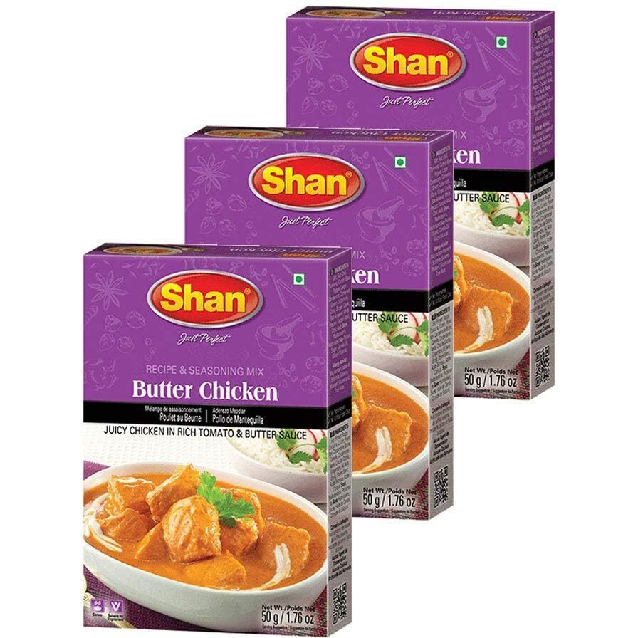 Shan - Butter Chicken Seasoning Mix (50G) - Spice Packets For Butter Chicken Masala (Pack Of 3)