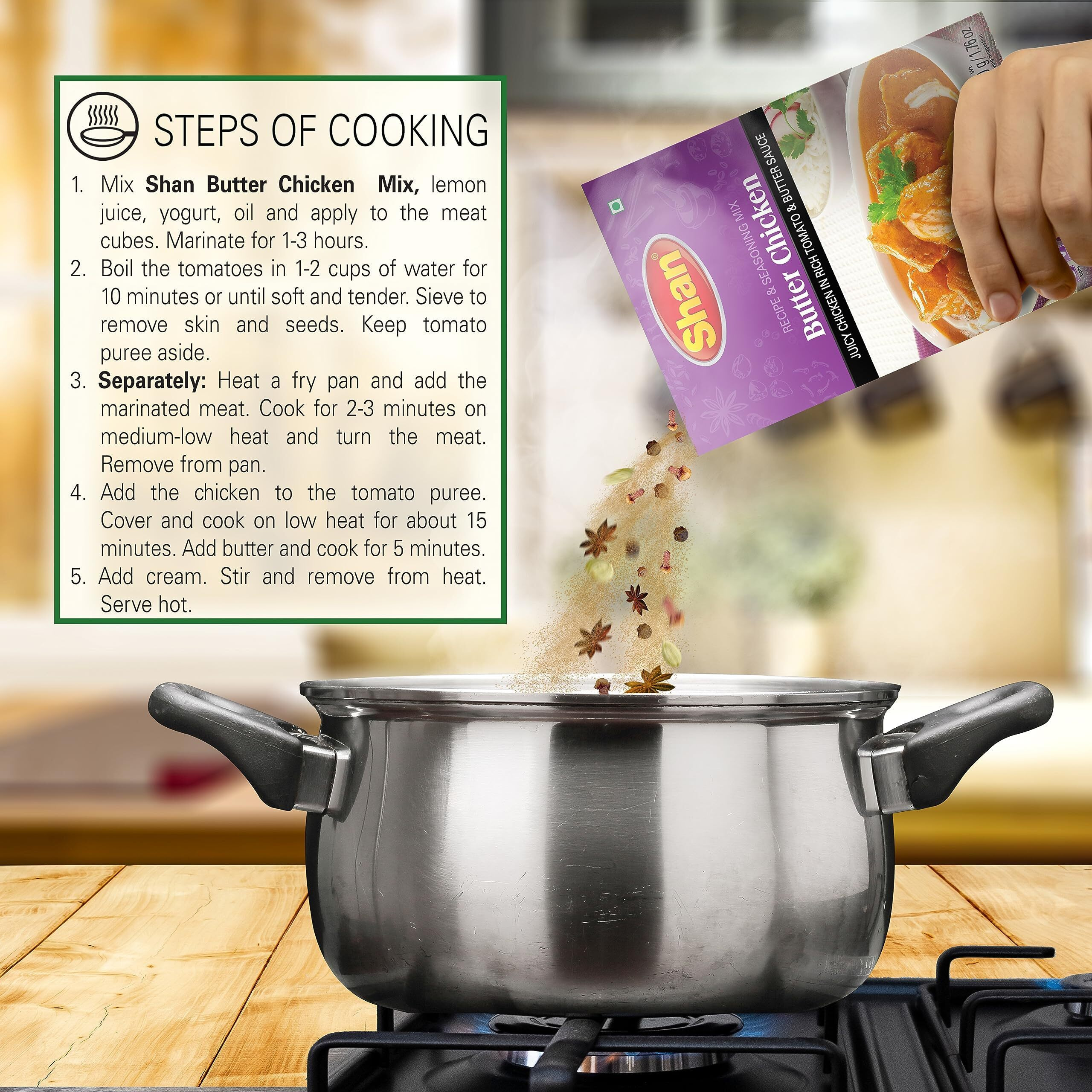 Shan - Butter Chicken Seasoning Mix (50G) - Spice Packets For Butter Chicken Masala (Pack Of 3)