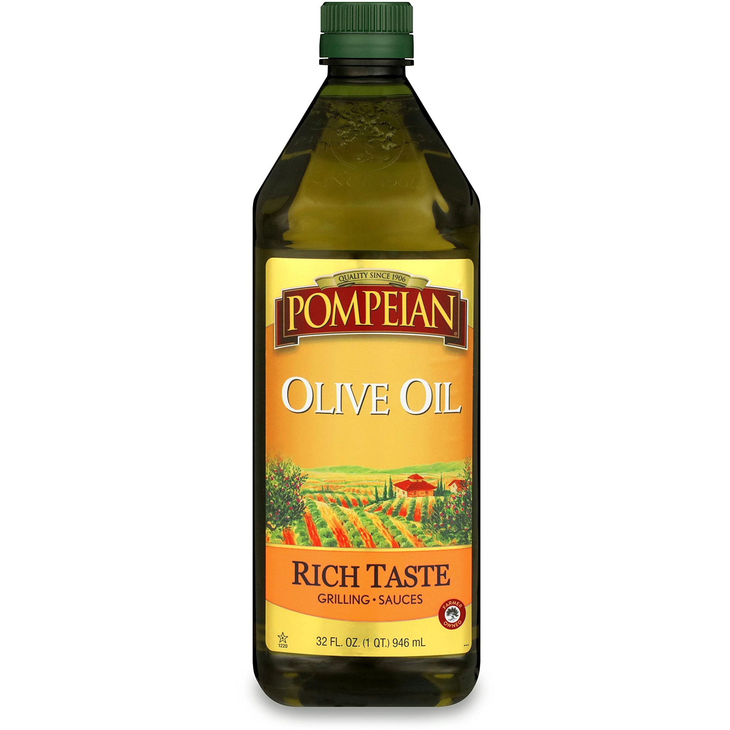 Pompeian Rich Taste Olive Oil, Full Flavor, Perfect For Grilling & Sauces, Naturally Gluten Free, Non-Allergenic, Non-Gmo, 32 Fl. Oz.
