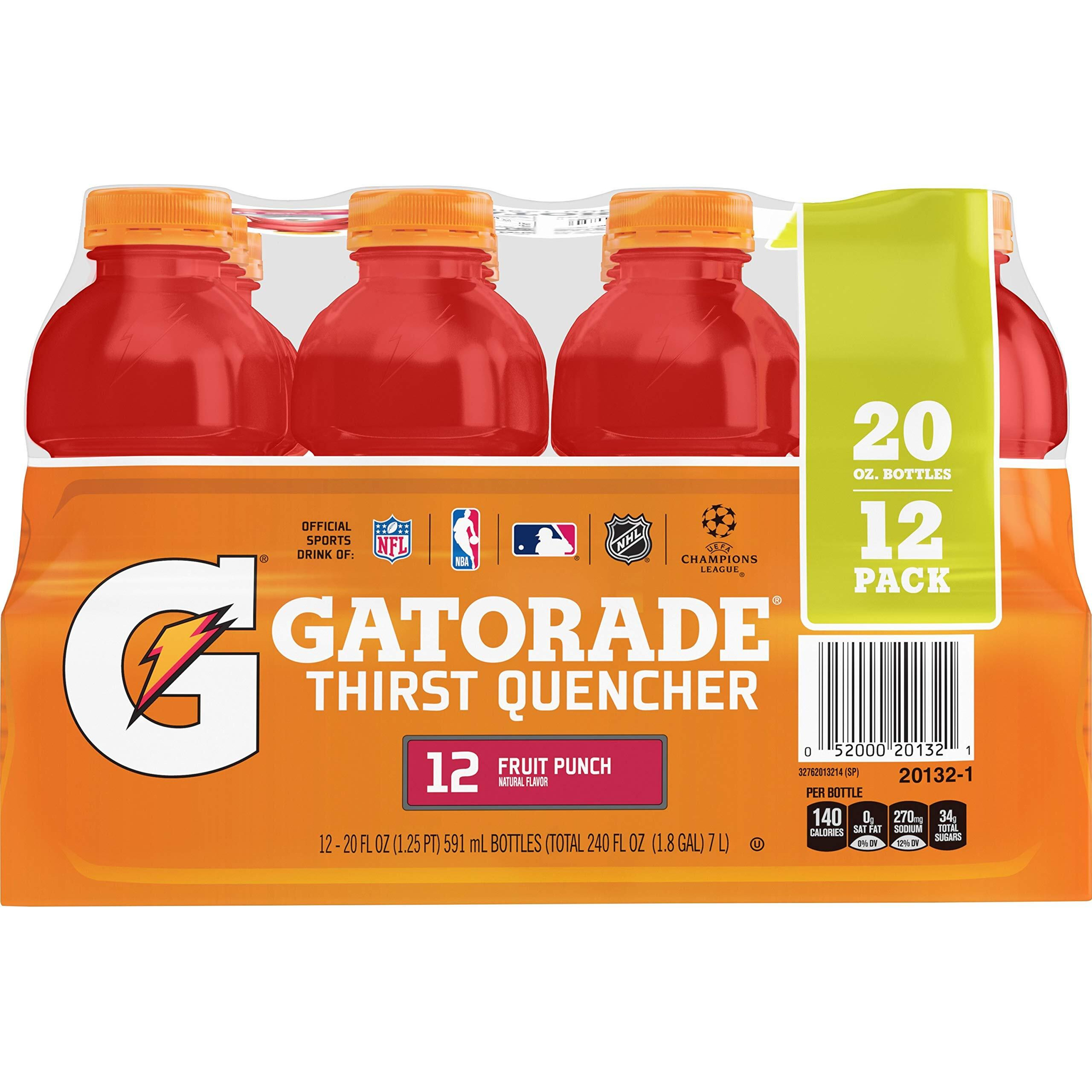 Gatorade Thirst Quencher, Fruit Punch, 20 Ounce Bottles (Pack Of 12)