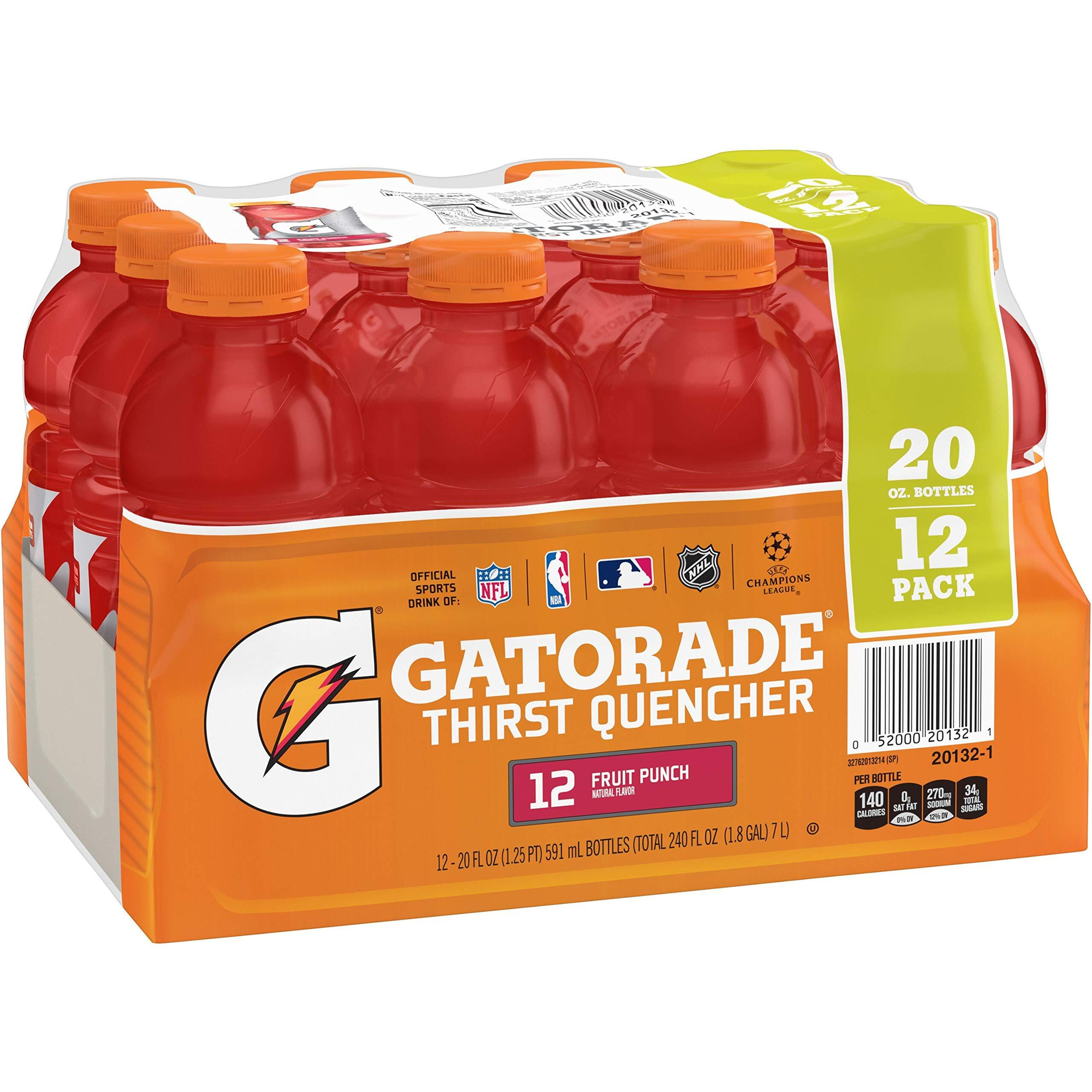 Gatorade Thirst Quencher, Fruit Punch, 20 Ounce Bottles (Pack Of 12)