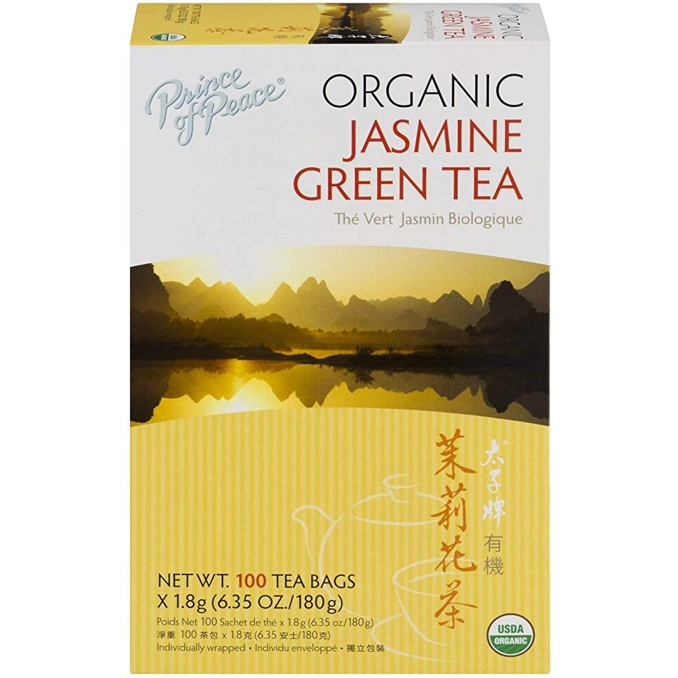 Prince Of Peace Organic Jasmine Green Tea, 2 Pack - 100 Tea Bags Each - 100% Organic Green Tea - Unsweetened Green Tea - Lower Caffeine Alternative To Coffee - Herbal Health Benefits