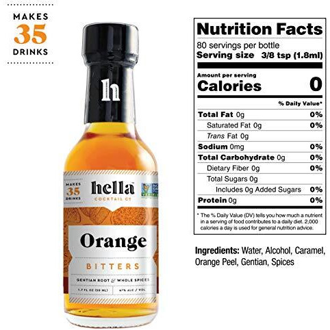 Hella Cocktail Co. 2-Pack Bitters Bar Set (3.4 Fl Oz Total) - Craft Aromatic And Orange Cocktail Bitters Made With Real Fruit Peel And Whole Spices