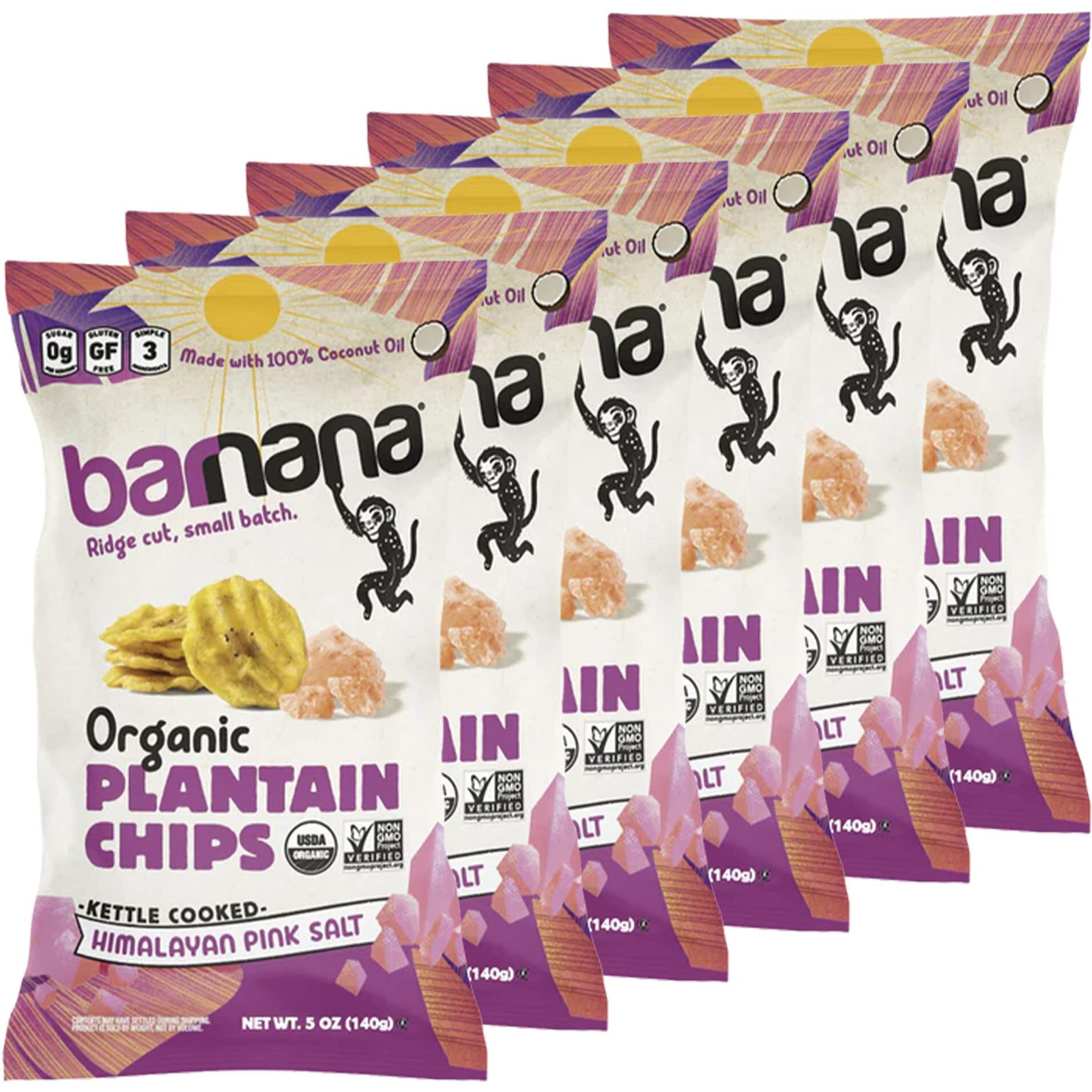 Barnana - Organic Plantain Chips, Himalayan Pink Salt, Healthy Snack Made With 100% Coconut Oil, Non-Gmo, Potato Chip Alternative, Zero Sugar, Paleo, Grain-Free, Usda Organic, Vegan (5 Oz, 6-Pack)