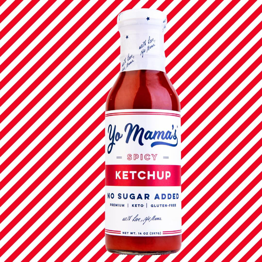 Yo Mama's Foods Keto Spicy Ketchup - Pack Of (4) - No Sugar Added, Low Carb, Vegan, Gluten Free, Paleo Friendly, And Made With Whole Non-Gmo Tomatoes