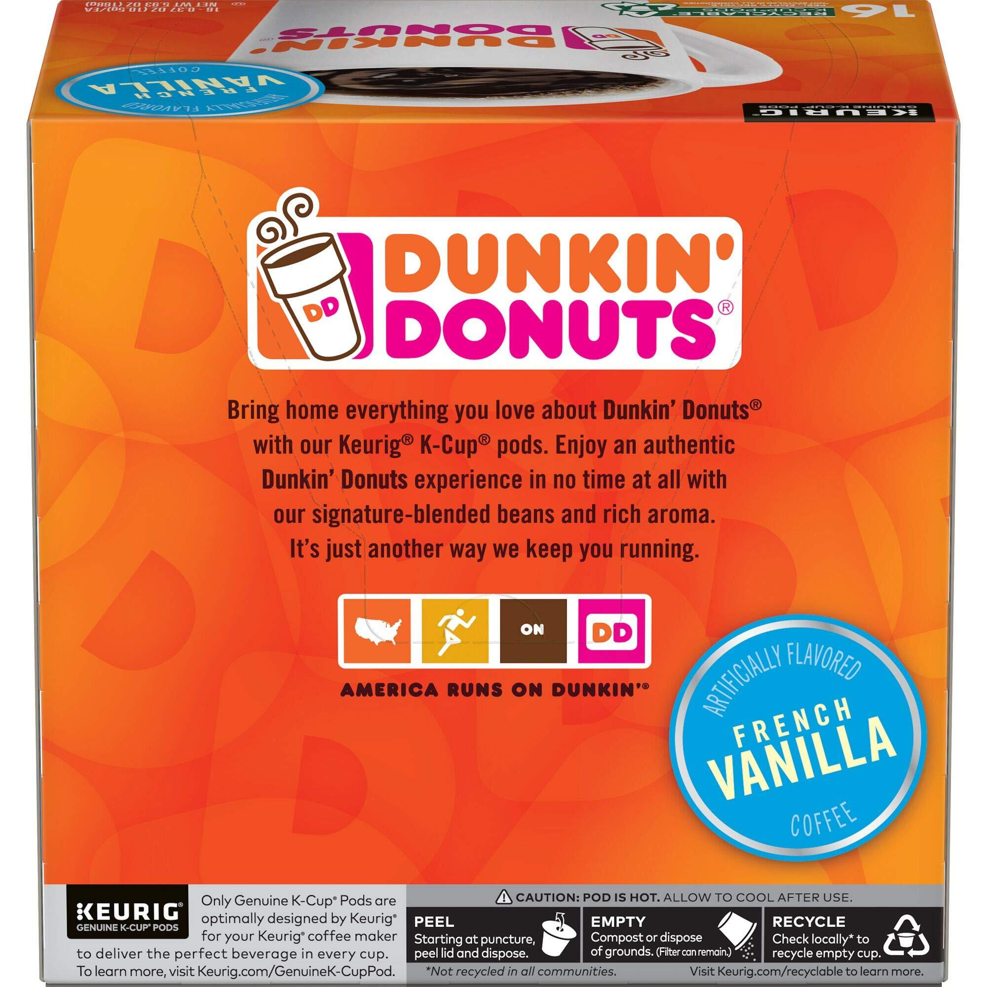 Dunkin' Donuts Coffee, French Vanilla Flavored Coffee, K Cup Pods For Keurig Coffee Makers, 64 Count