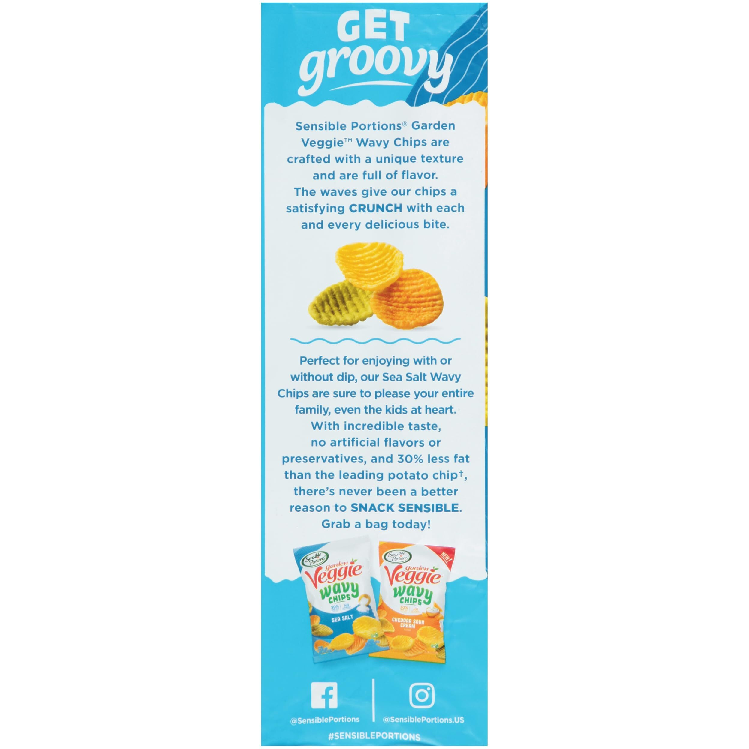 Sensible Portions Garden Veggie Wavy Chips, Sea Salt, 5 Oz (Pack Of 12)