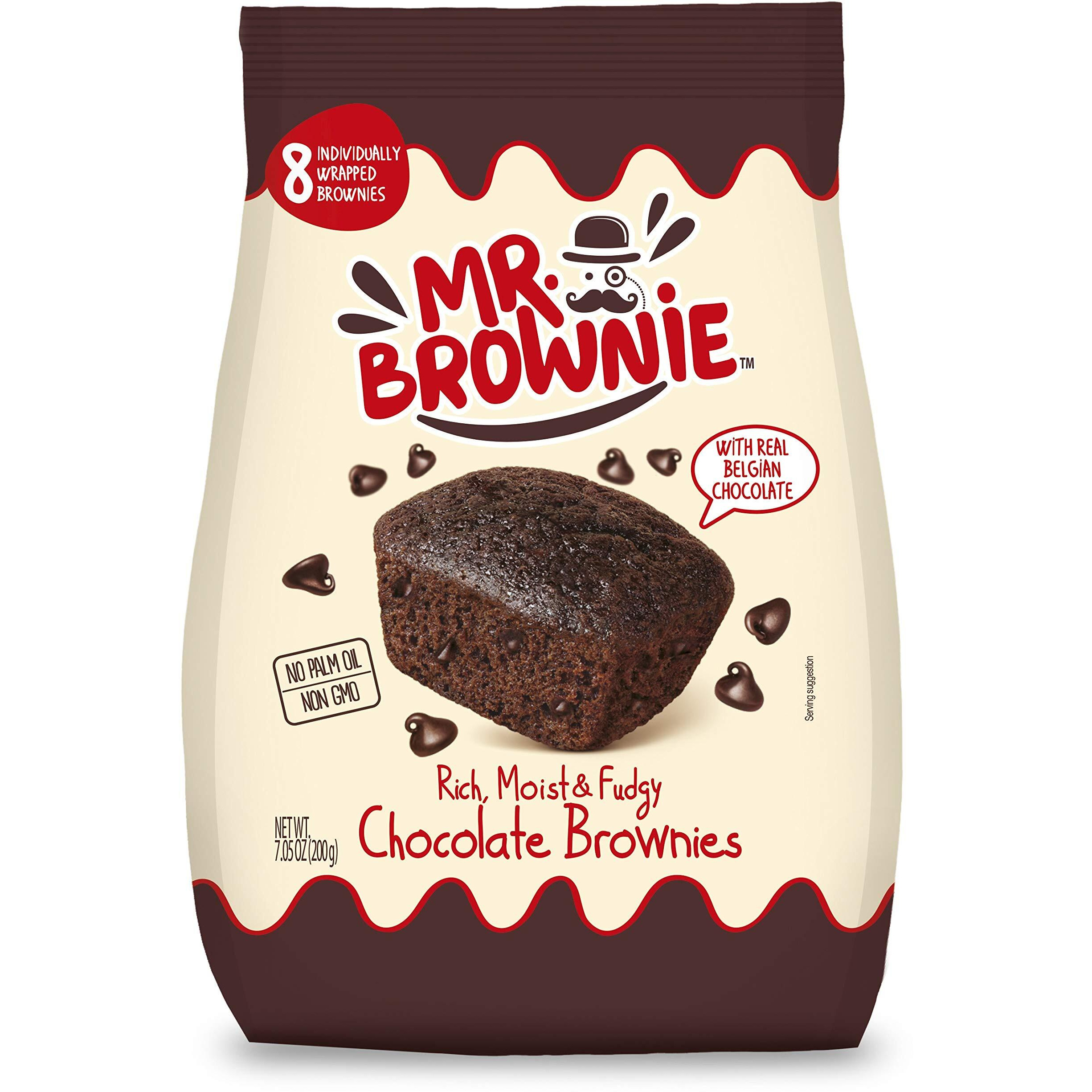 Mr. Brownie Chocolate Brownies | 8 Individually Wrapped Brownie Bites | Snack Packs For Kids & Adults | Real Belgian Chocolate