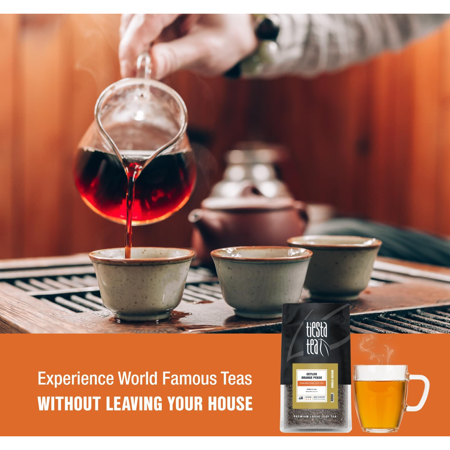 Tiesta Tea - Ceylon Orange Pekoe Black Tea | Single Origin Premium Loose Leaf From Sri Lanka| 100% Pure Unblended High Caffeinated Tea | Hot Or Iced Tea & Up To 200 Cups - 16Oz Resealable Bulk Pouch