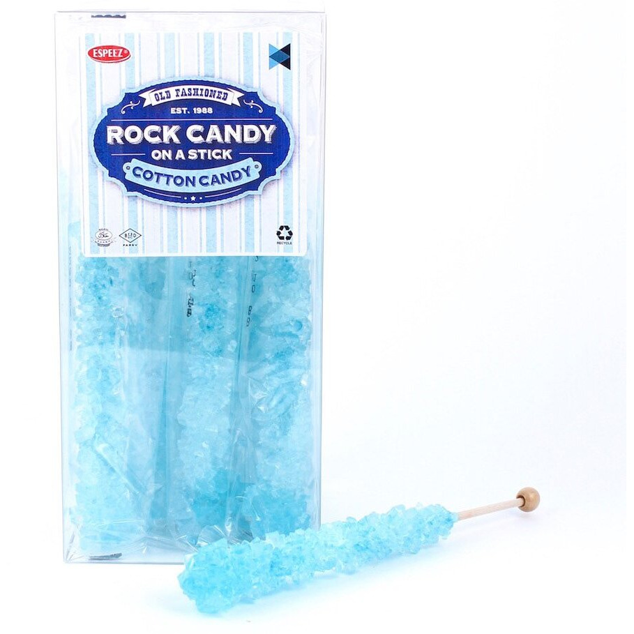 Extra Large Rock Candy Sticks 12 Light Blue Cotton Candy Lollipop - Individually Wrapped - Espeez Rock Candy Sticks For Candy Buffet, Birthdays, Weddings, Receptions, Bridal And Baby Showers