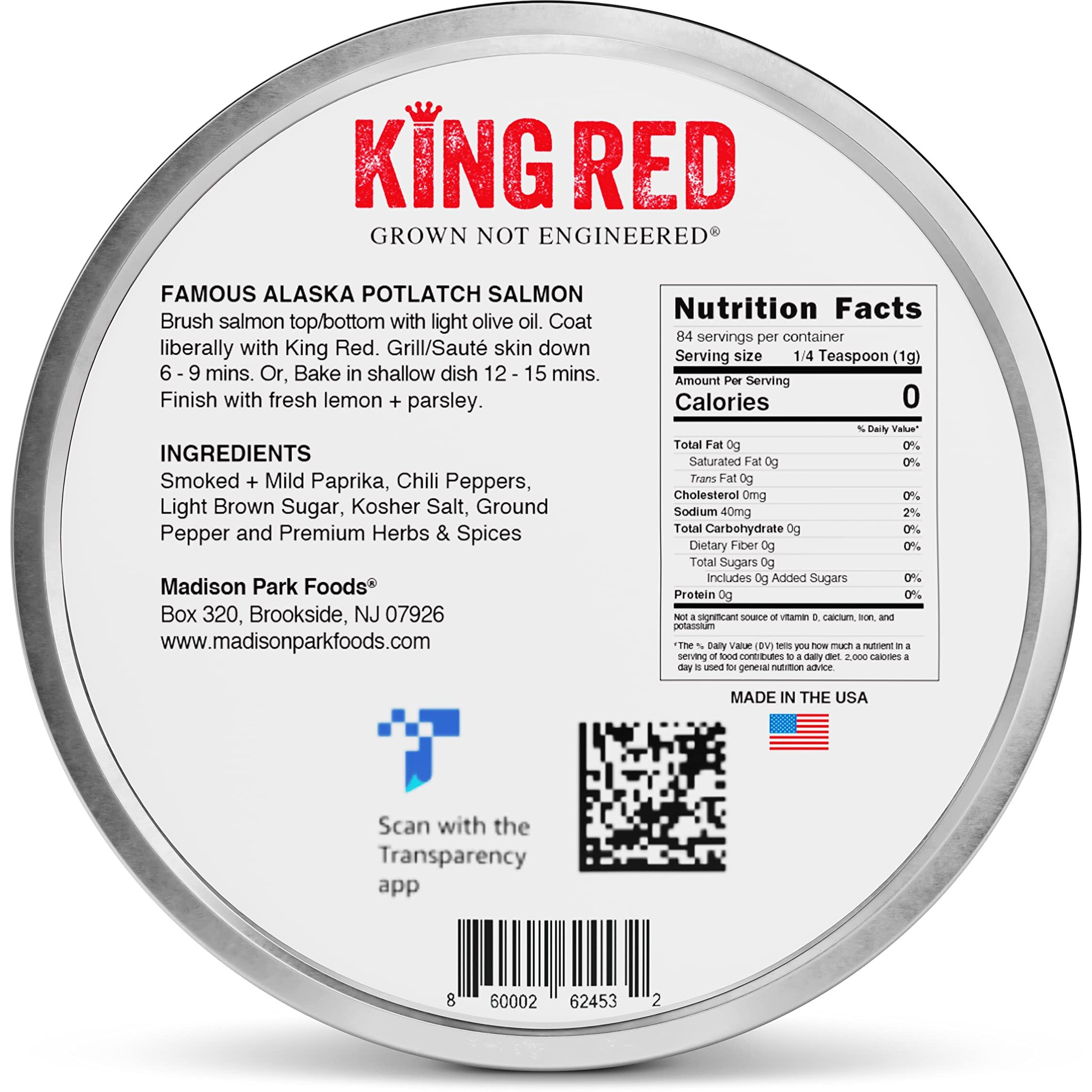 King Red Salmon Rub-Classic Potlatch Seasoning Dry Spice Blend-Restaurant Grilled Seafood And Fish-All Natural, Gluten Free, Keto, Low Sodium, No Msg-Madison Park Foods, 3 Oz Tin