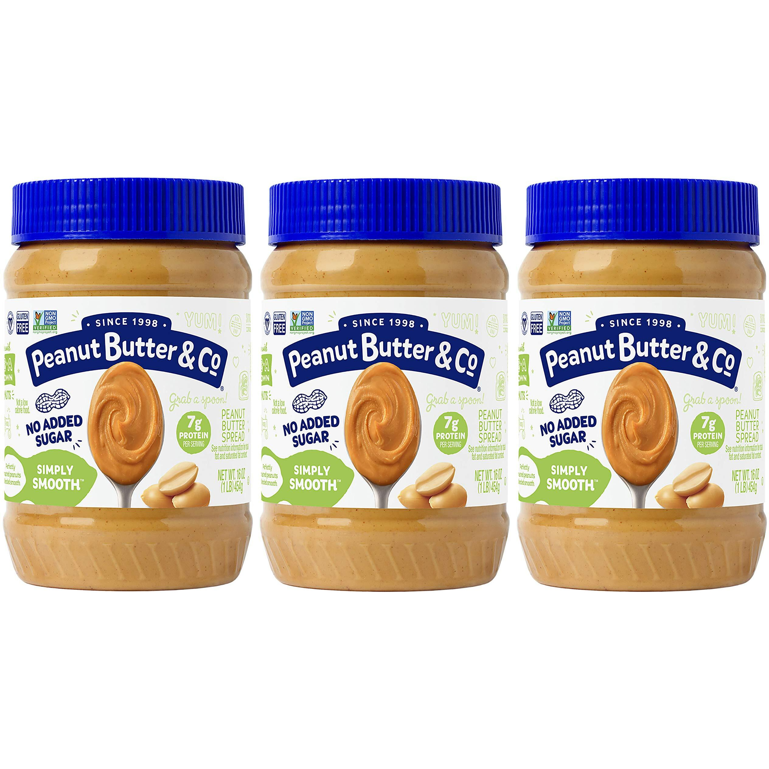 Peanut Butter & Co. Simply Smooth Peanut Butter, Non-Gmo Project Verified, Gluten Free, Vegan, 3 Count(Pack Of 1)