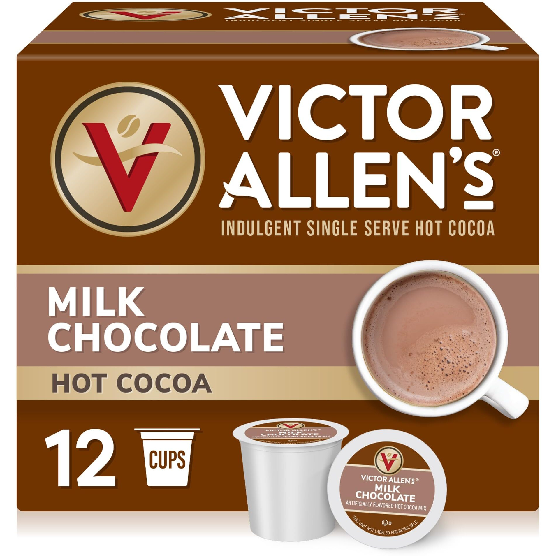 Victor Allen's Coffee Milk Chocolate Cocoa, 12 Count, Single Serve Cups For Keurig K-Cup Brewers