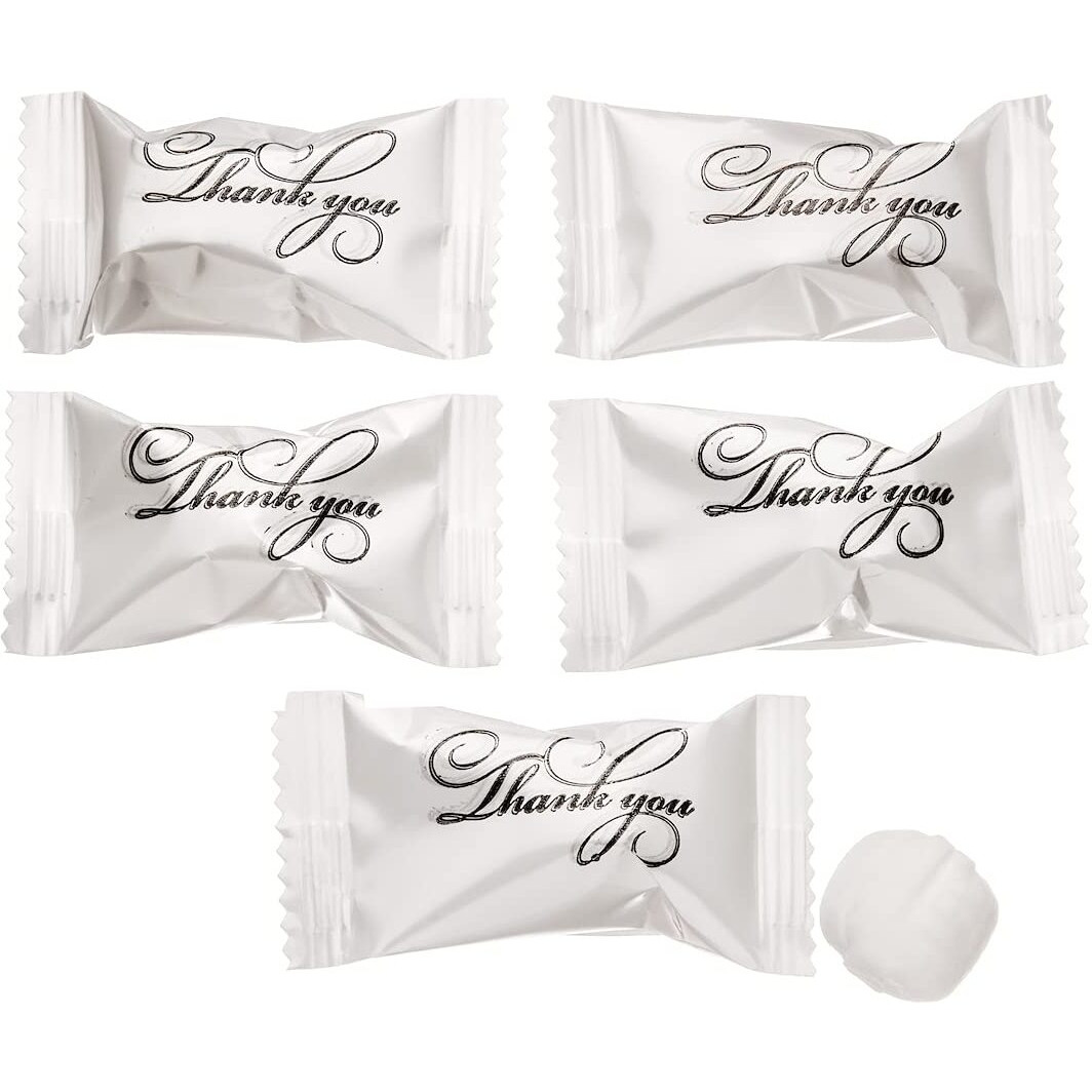 Candy Envy - Modern Thank You Buttermints - 13 Oz. Bag - Approximately 100 Individually Wrapped Mints - Reception Desk