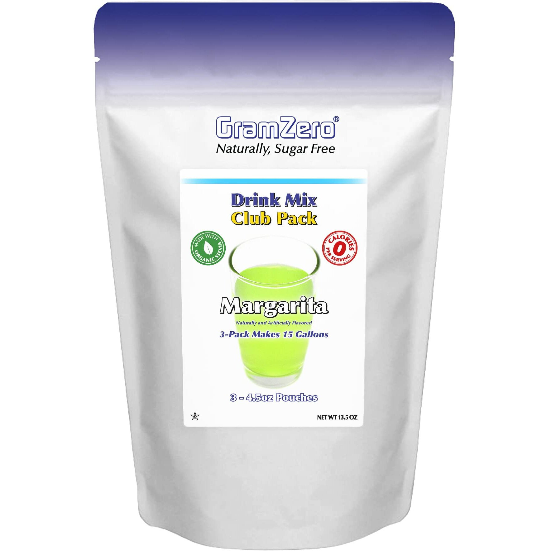 Gramzero Margarita Zero Calorie Sugar Free Drink Mix, Great For Nutrition Club Loaded Teas, Stevia Sweetened