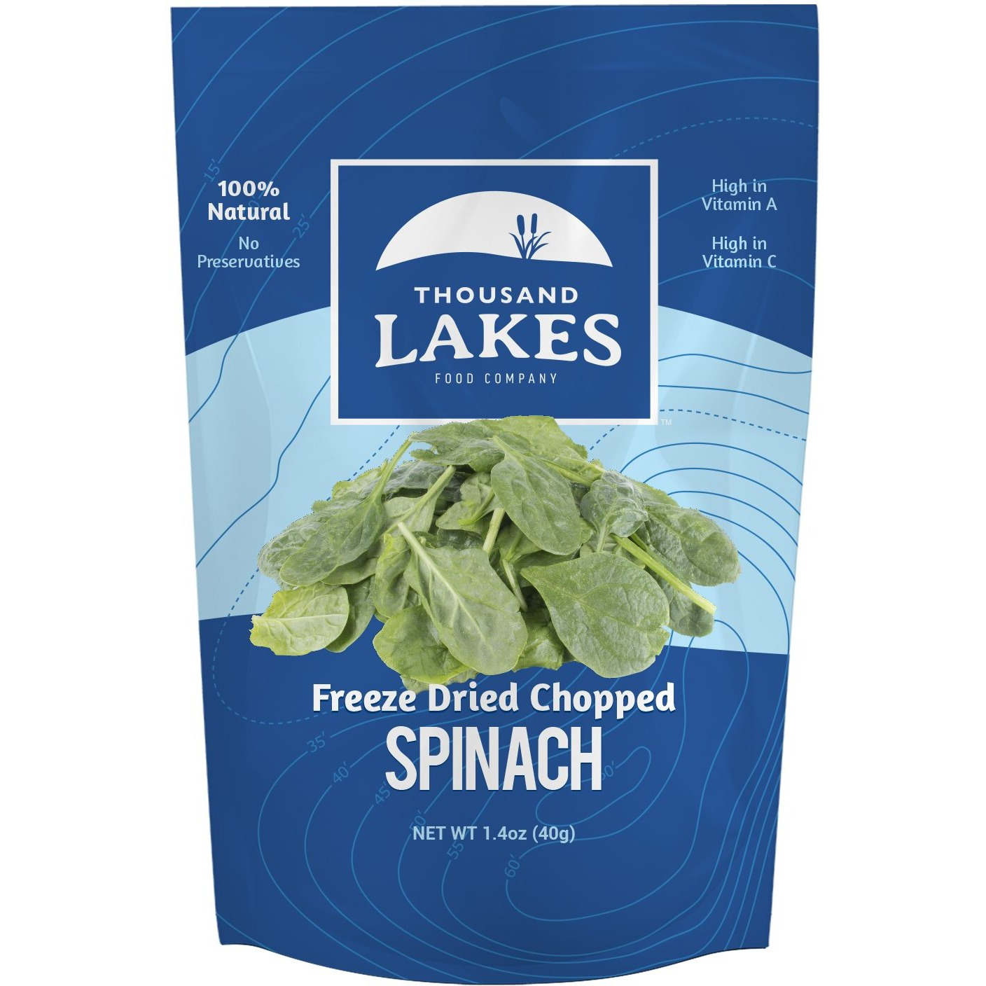 Thousand Lakes Freeze Dried Vegetables - Spinach 1.4 Ounces | 100% Veggies | Nothing Added | Excellent Source Of Iron