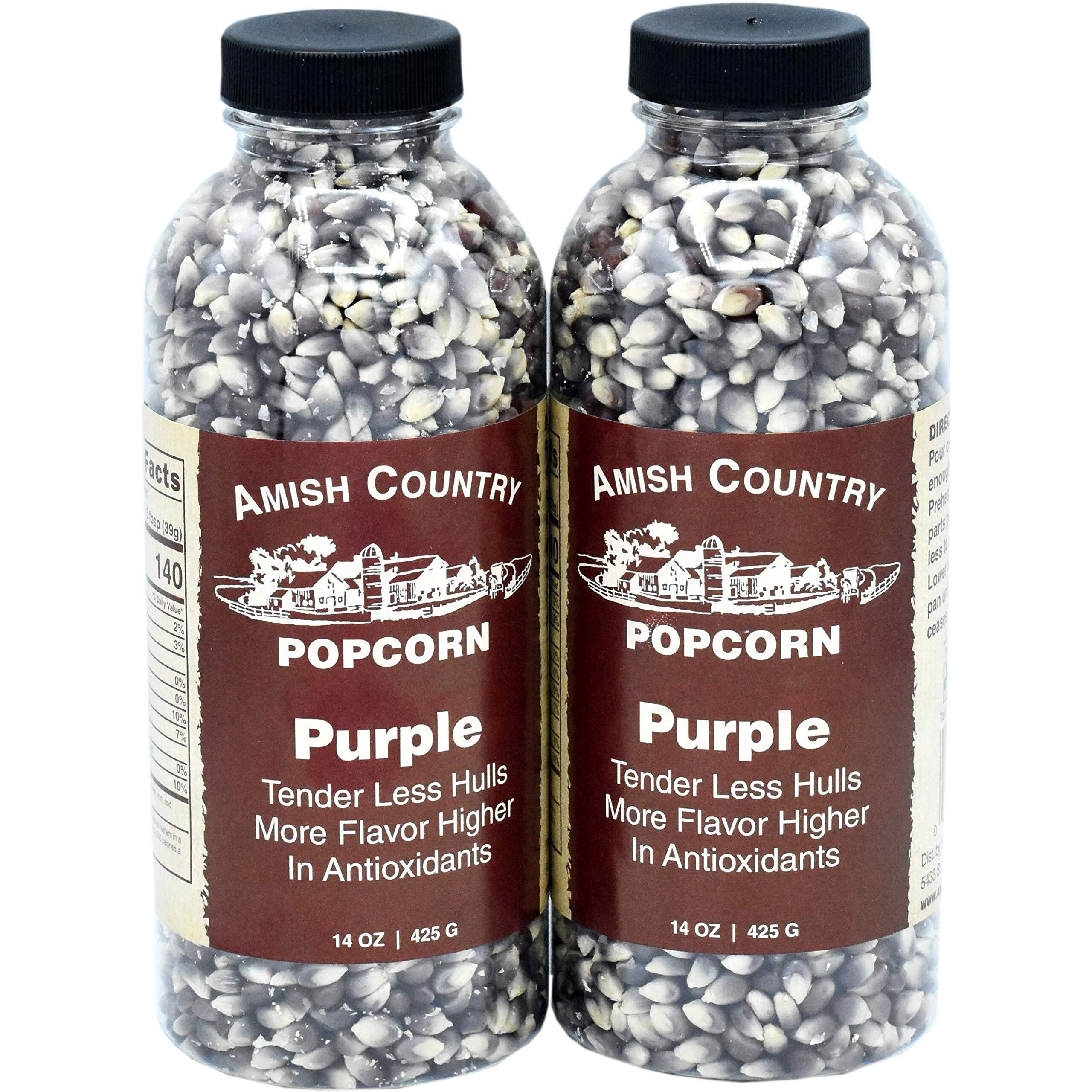 Amish Country Popcorn | 2-14 Oz Bottles | Purple Popcorn Kernels | Old Fashioned, Non-Gmo And Gluten Free (2-14 Oz Bottles)