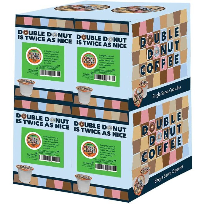Pumpkin Spice Medium Roast Flavored Decaf Coffee Pods For Keurig K-Cup Makers From Double Donut, 96 Capsules