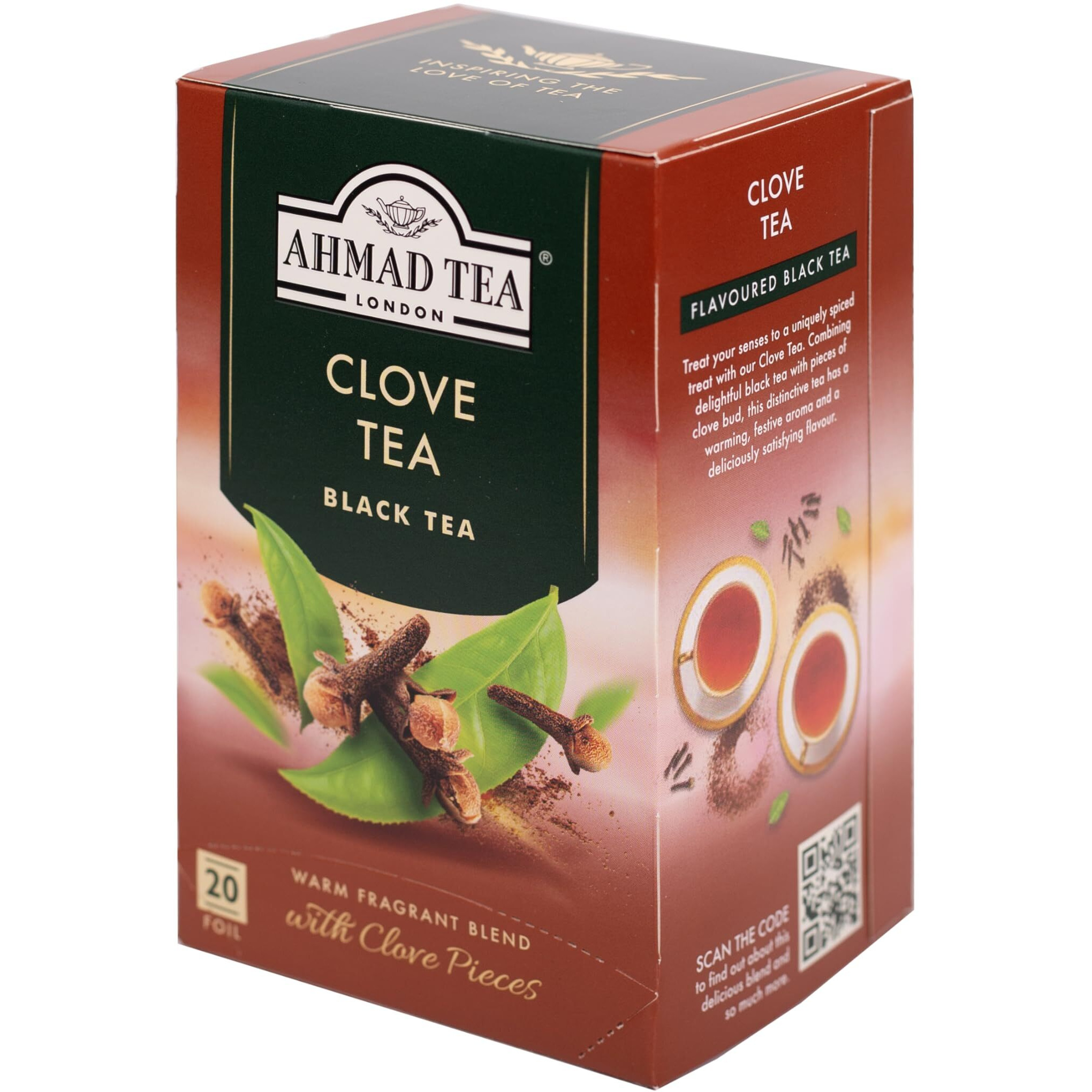 Ahmad Tea Black Tea, Clove Teabags, 20 Ct (Pack Of 6) - Caffeinated & Sugar-Free