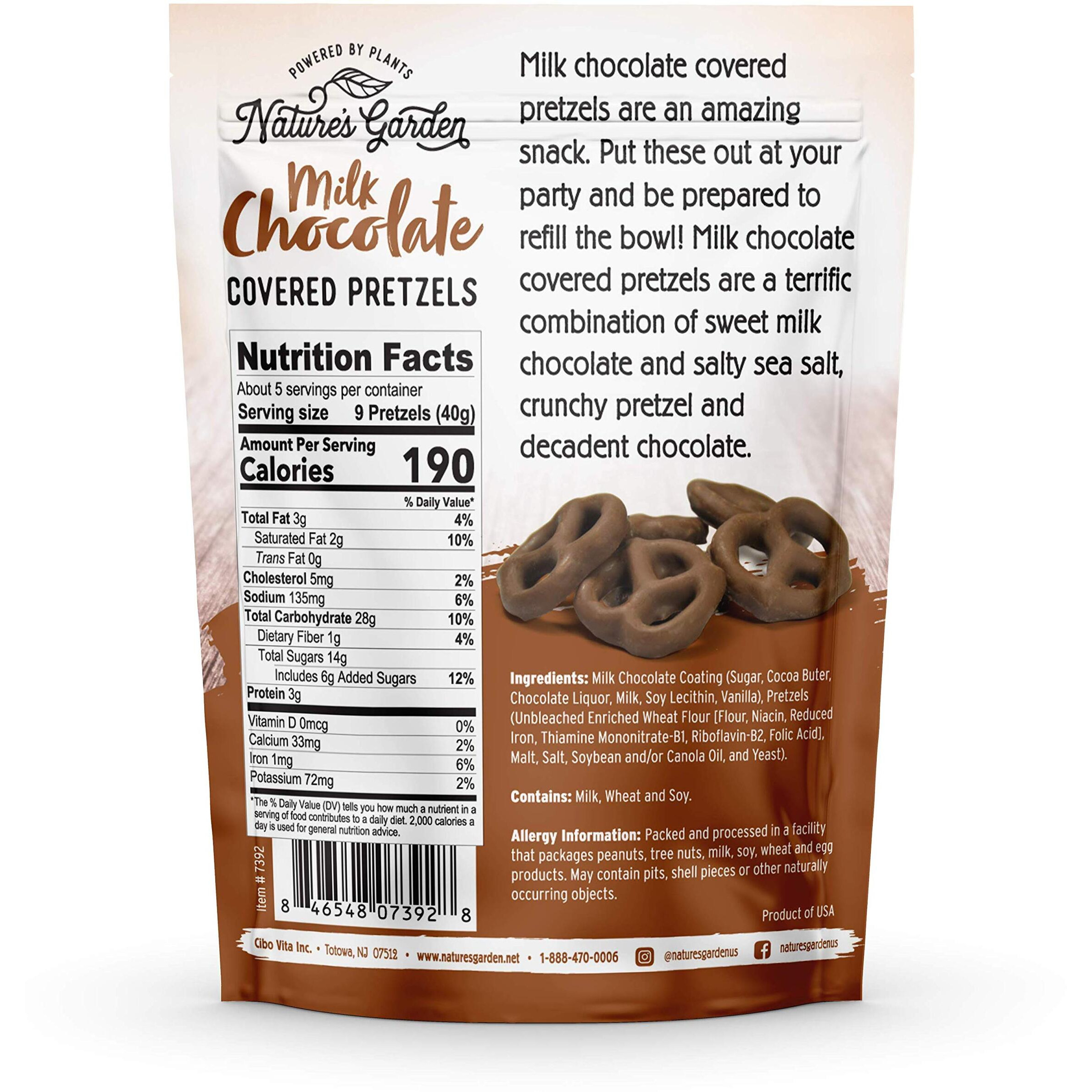 Nature's Garden Milk Chocolate Covered Pretzels - No Trans Fat, Indulgent Snack, Milk Chocolate Pretzels - 7 Oz Bag (Pack Of 1)