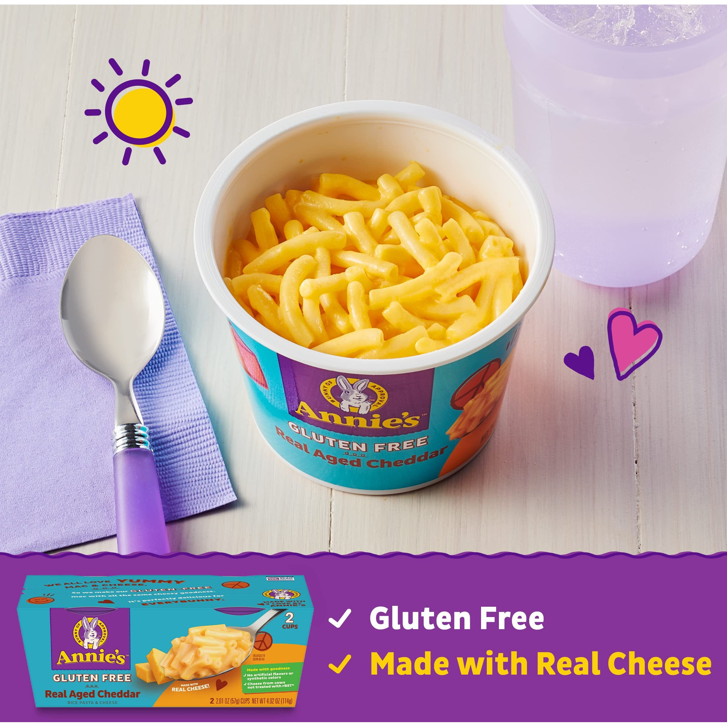 Annies Homegrown Rice Pasta And Cheddar Microwavable Mac And Cheese Cup, 4.02 Ounce - 6 Per Case