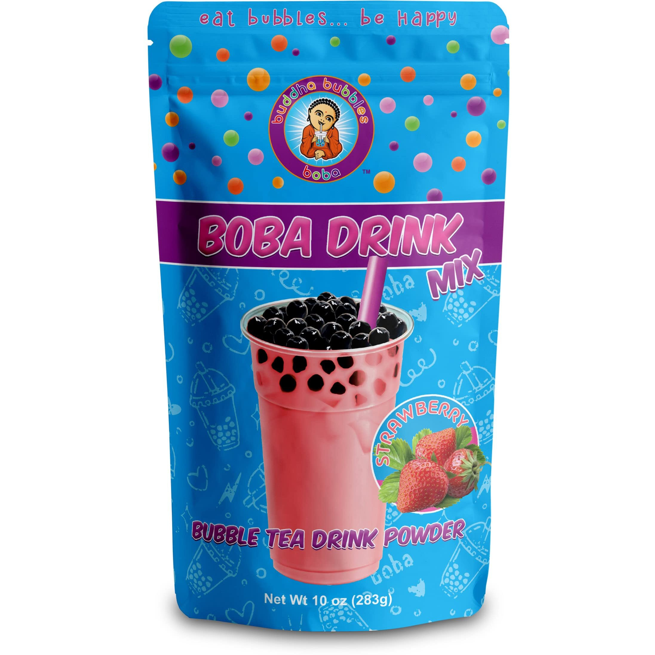Strawberry Cream Boba/Bubble Tea Drink Mix Powder By Buddha Bubbles Boba (10 Ounce) (283 Grams)