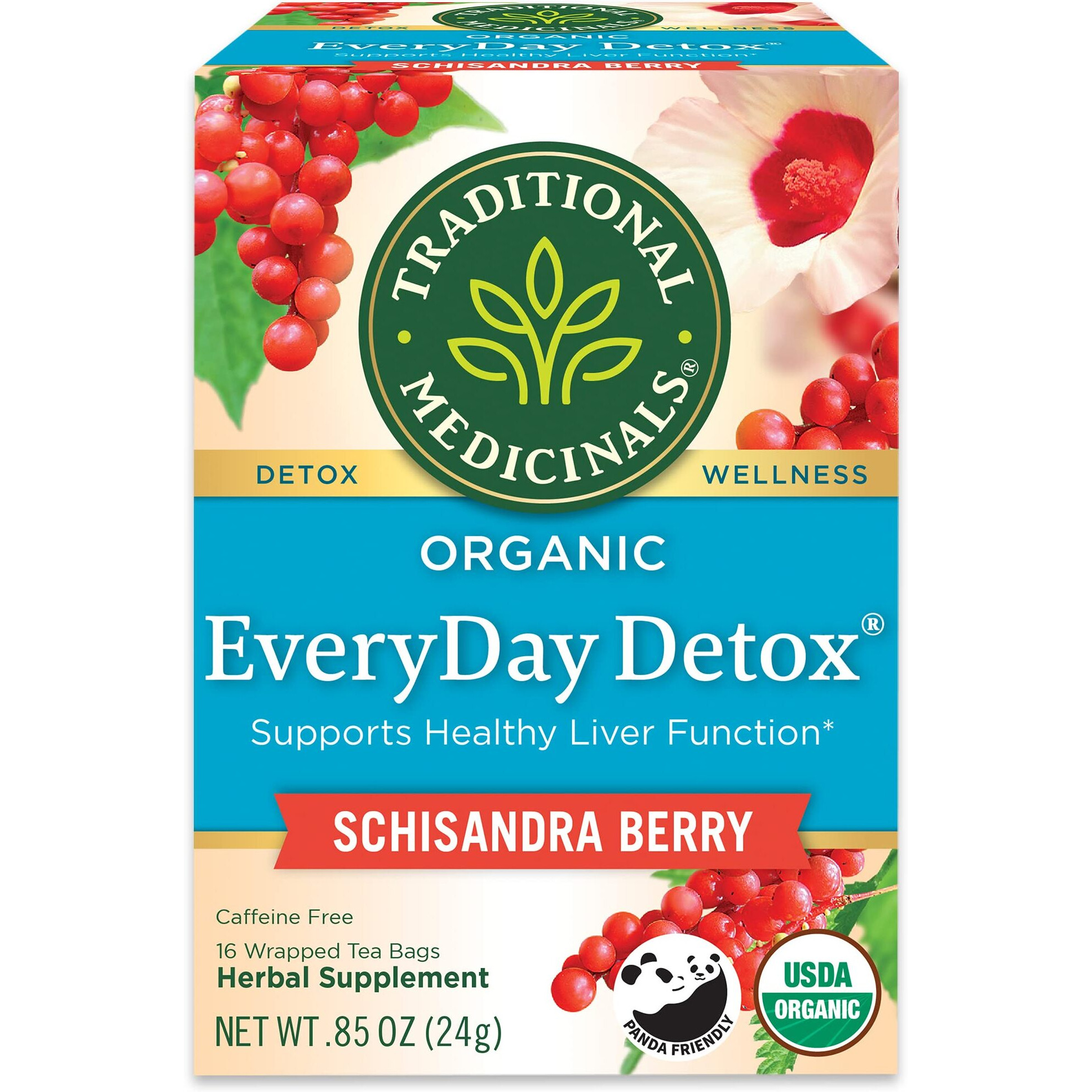 Traditional Medicinals Organic Everyday Detox Schisandra Berry Herbal Tea, Supports Healthy Liver Function, (Pack Of 3) - 48 Tea Bags Total