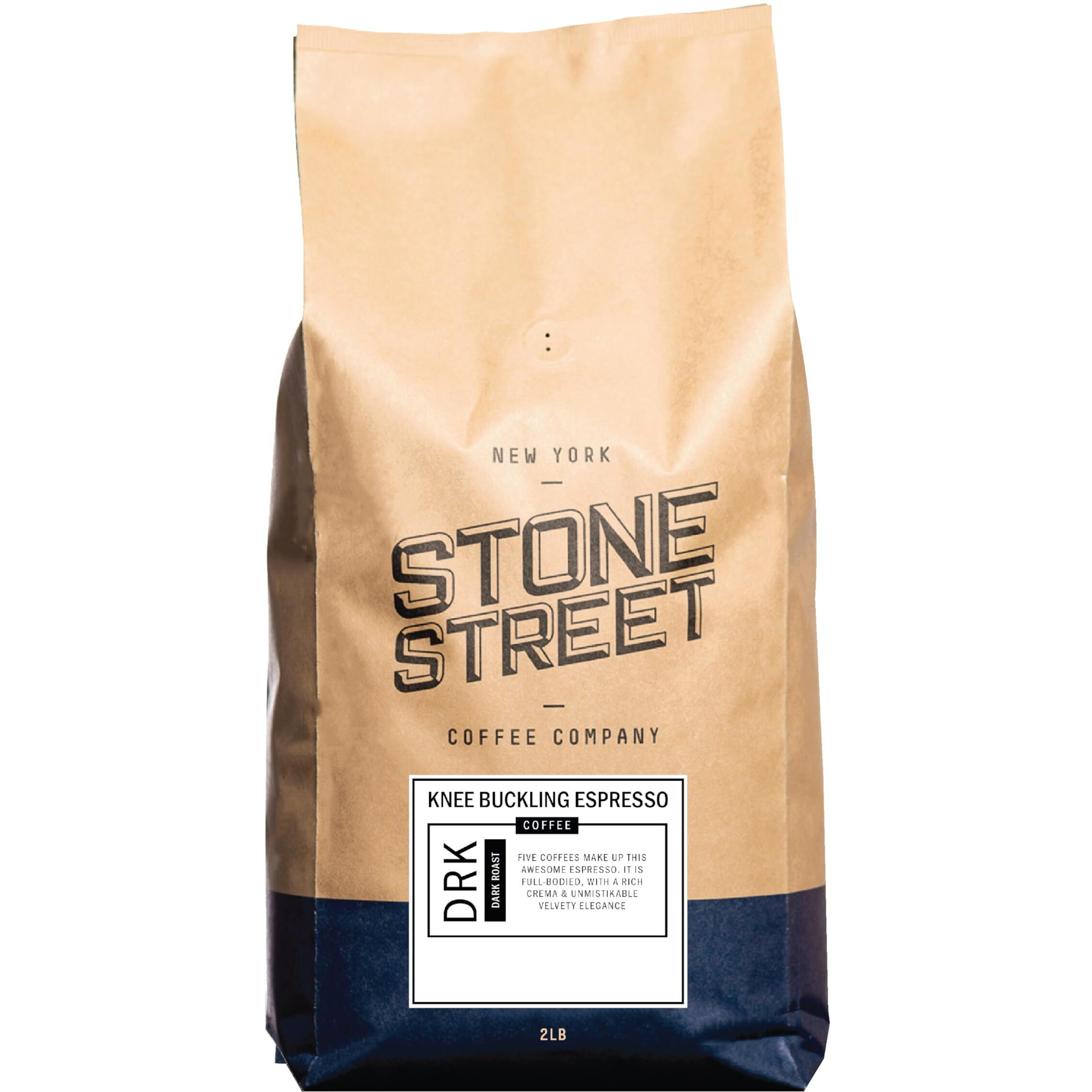 Stone Street Knee Buckling Espresso Beans, High Caffeine Coffee Blend, Dark Roast, Whole Bean, 2 Lb